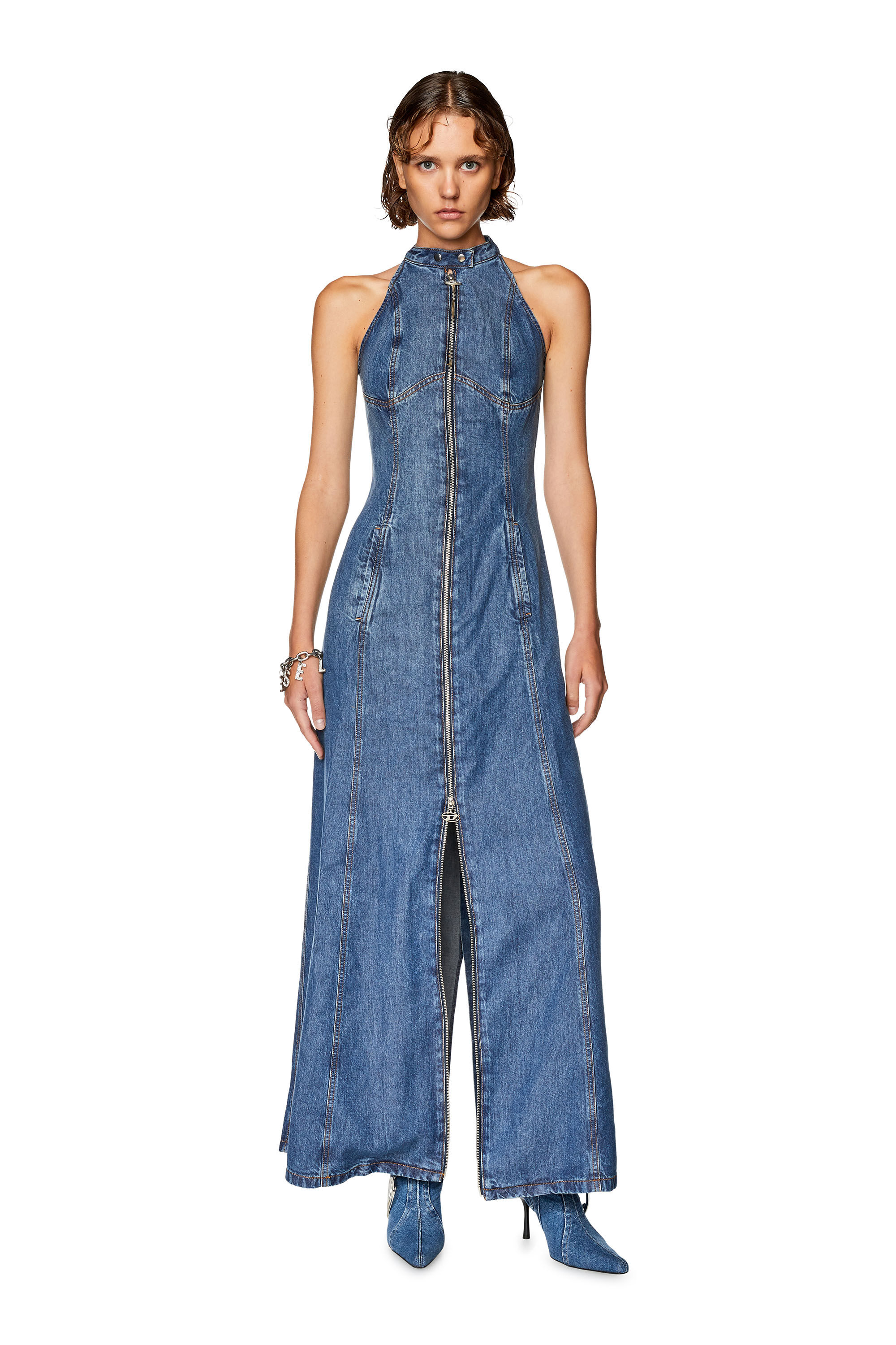 Sleeveless denim clearance maxi dress