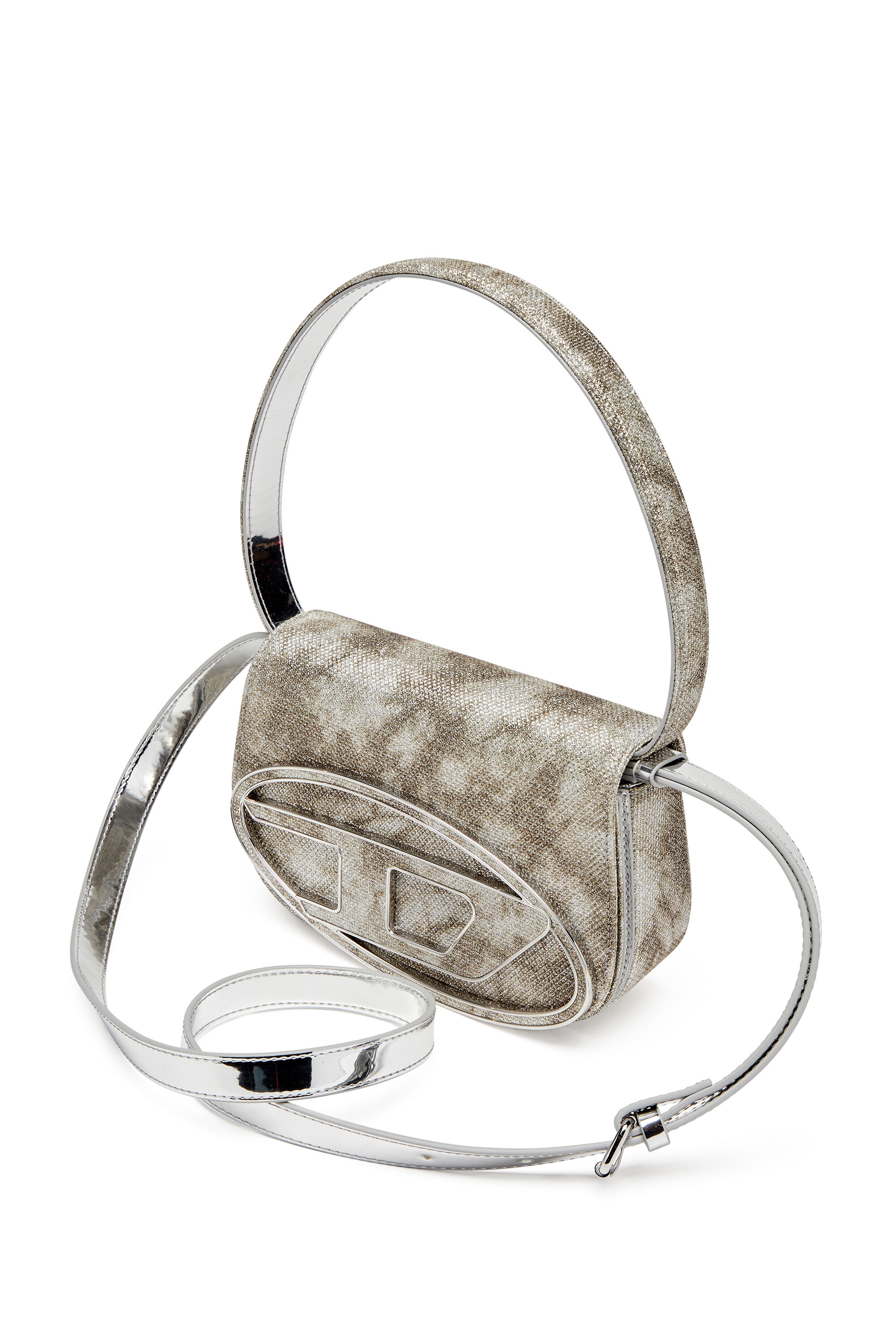 Women s Iconic shoulder bag in shimmer fabric Green Diesel
