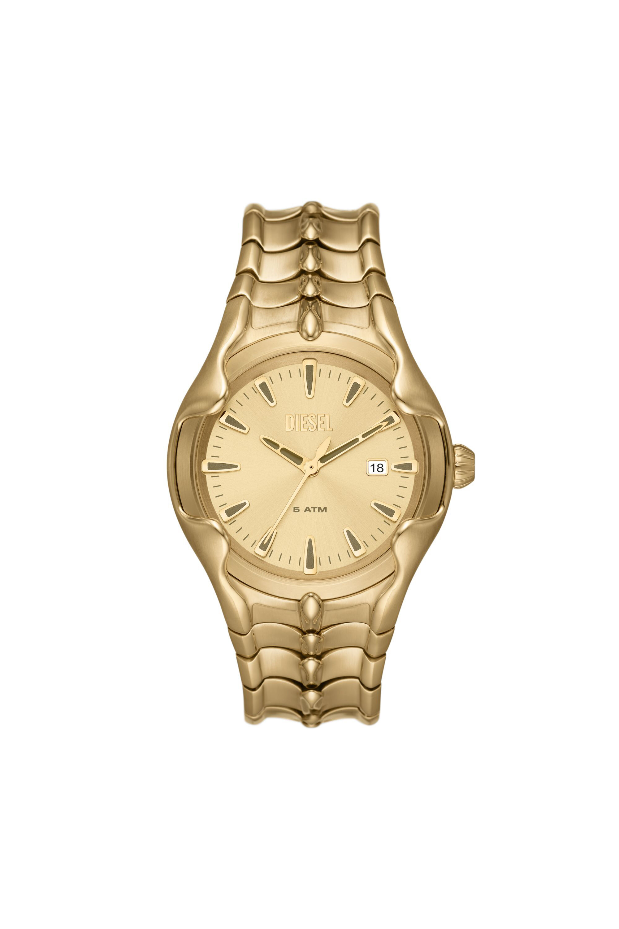 Men's Vert Three-Hand Date Gold-Tone Stainless Steel Watch | Oro 