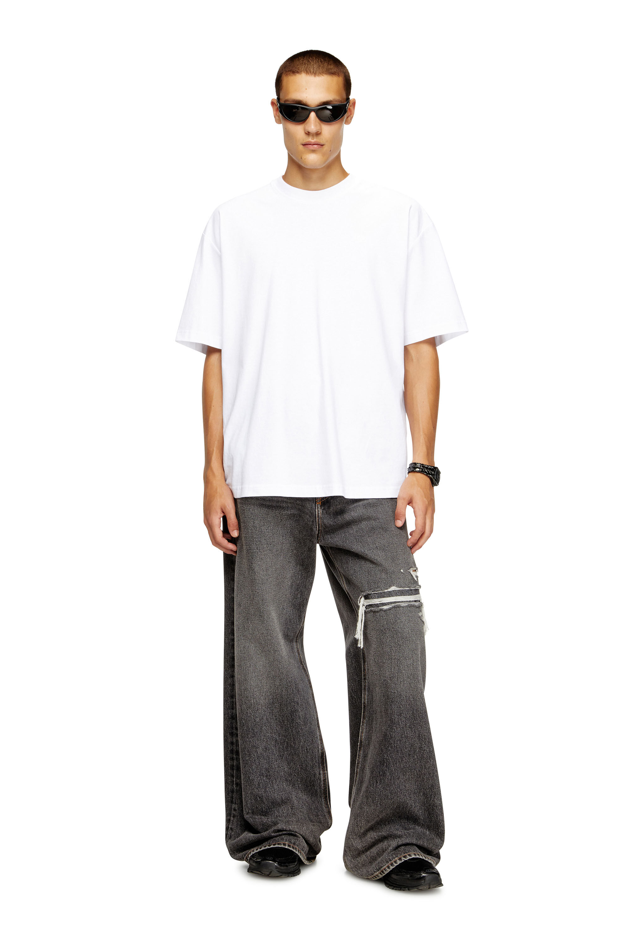 Men's oversized T-shirt with maxi oval D embroidery | Diesel