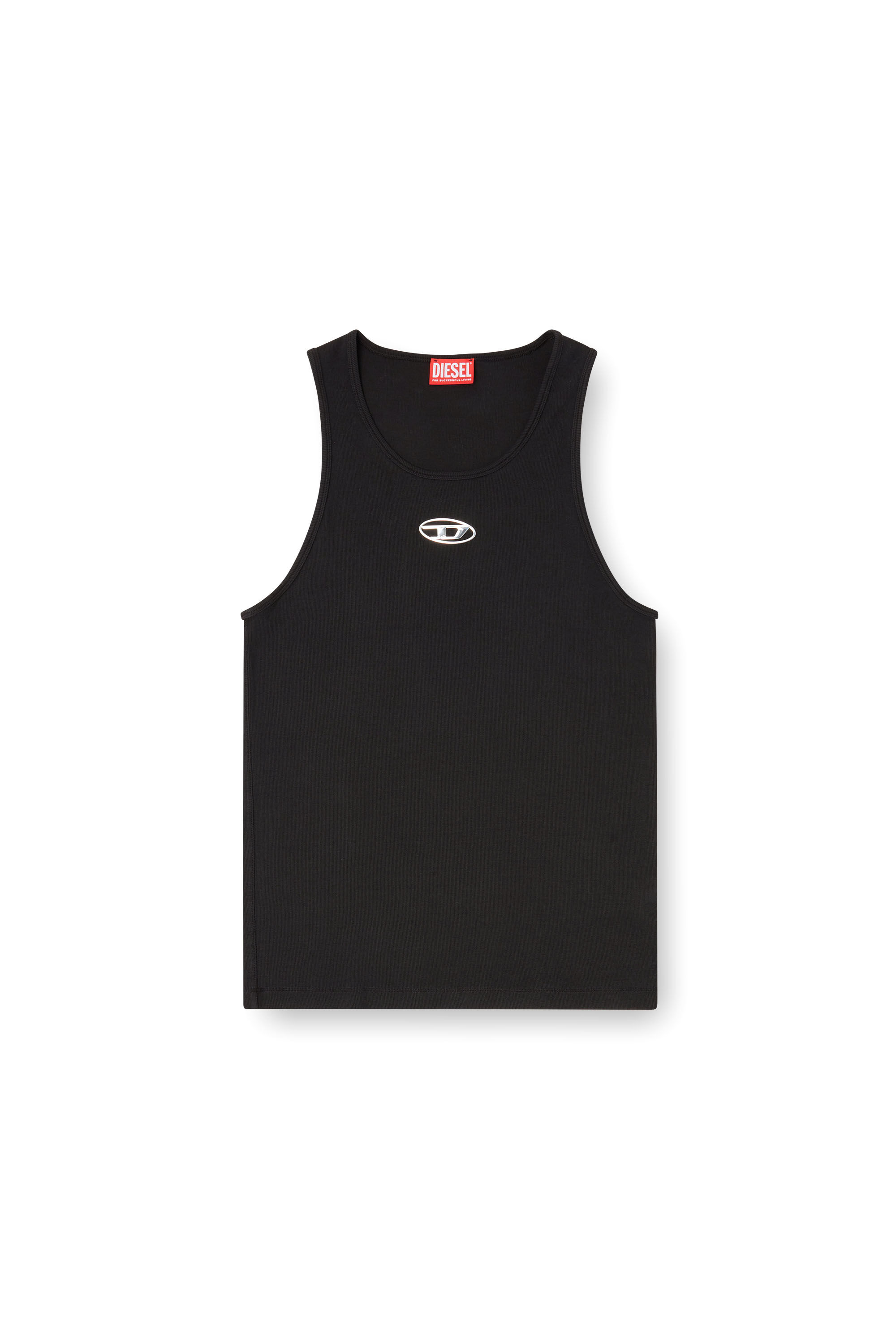 Men's Cotton tank top with logo | Black | Diesel
