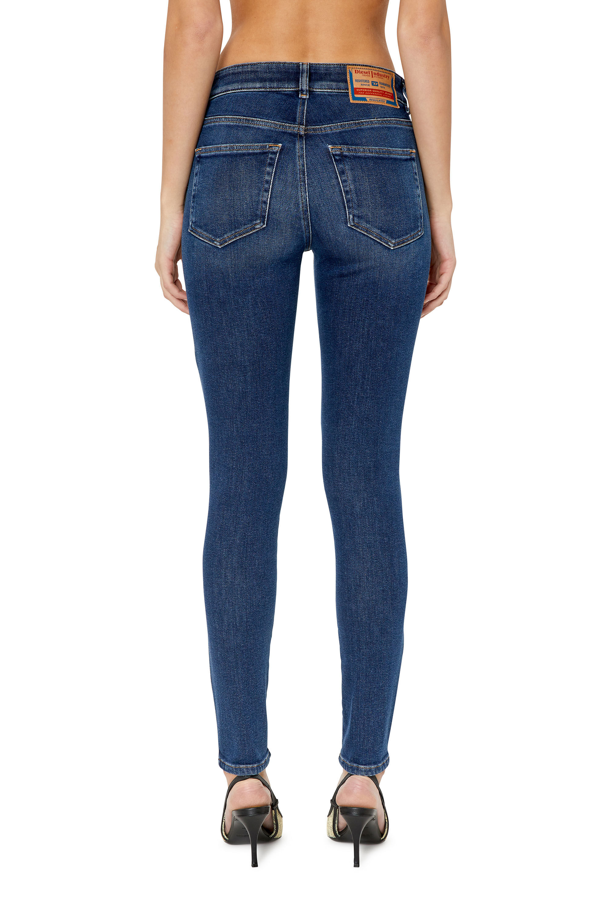 Diesel - 2017 Slandy 09E97 Super skinny Jeans, Dark Blue - Image 4