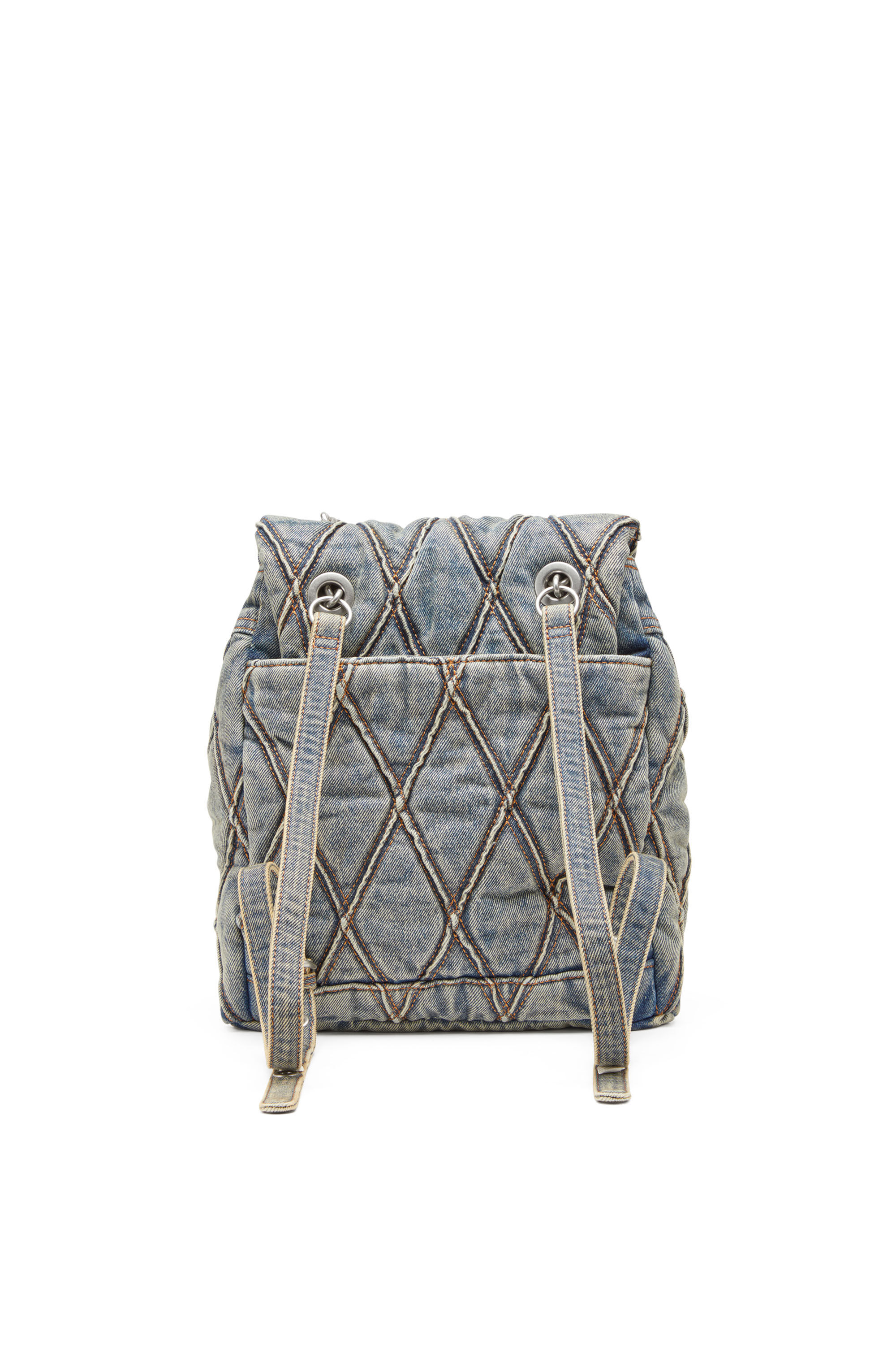 Women's Charm-D S-Backpack in Argyle quilted denim | Blue | Diesel