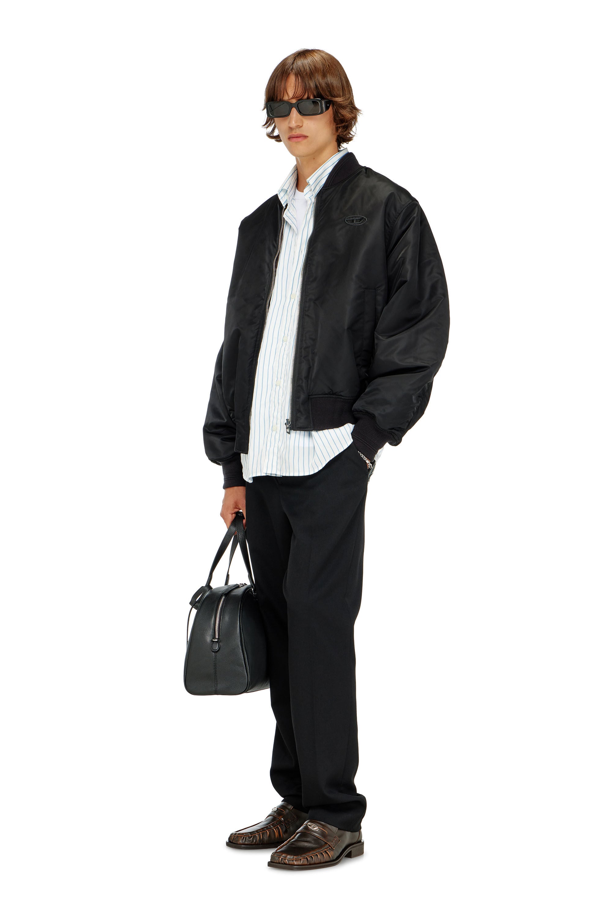 Men's Padded bomber jacket with Oval D embroidery | Black | Diesel GB