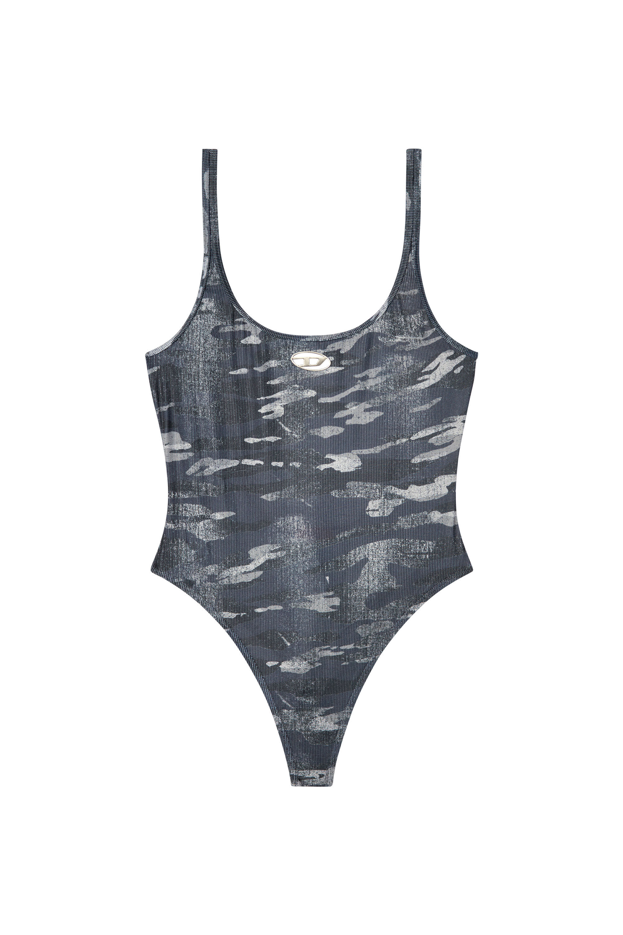 【送料&関税込】Diesel One-piece Swimsuit Ut-body-utlt Women's Camo swimsuit with cut-out logo | Black | Diesel