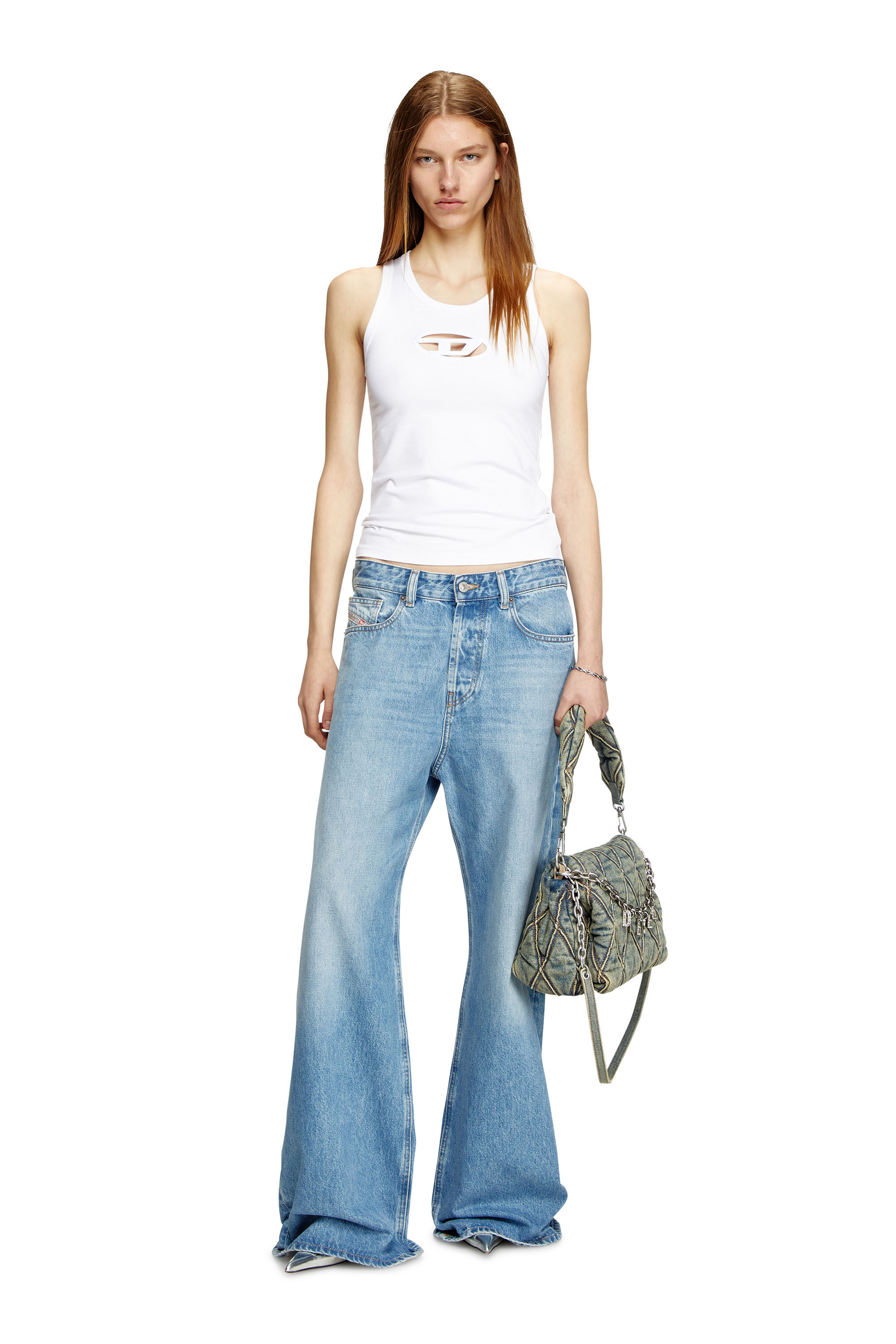 超人気高品質 logo D Oval cut-out with top Tank Women's | Diesel | White タンクトップ