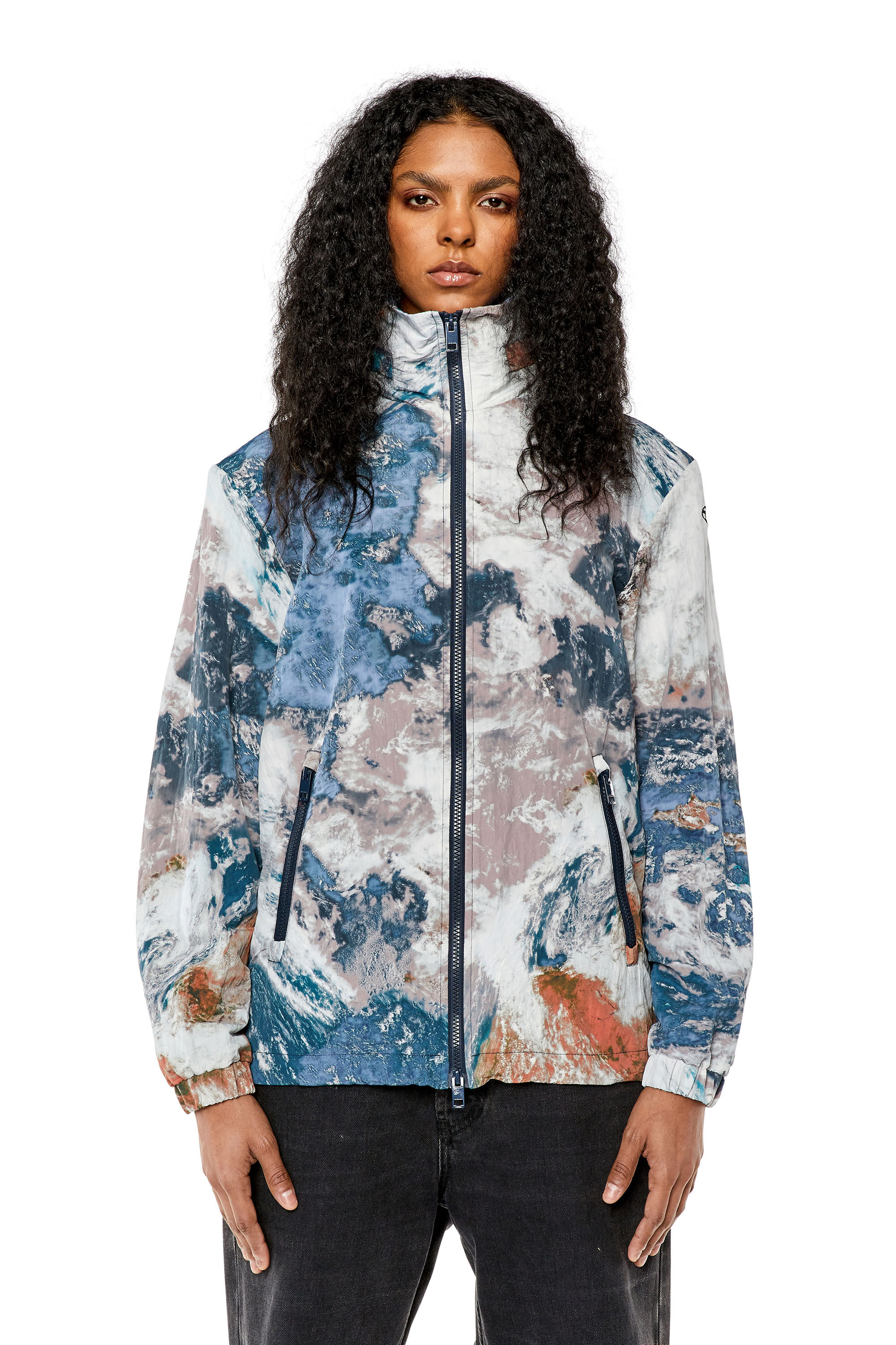 Women s Hooded jacket with Planet print G WARREL CMF Diesel