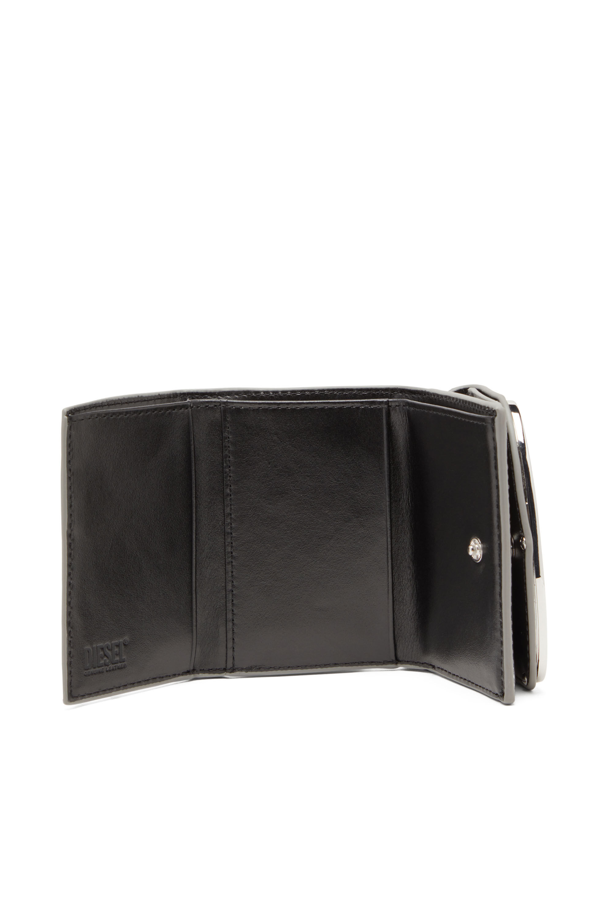 Women's Tri-fold wallet in mirrored leather | Silver | Diesel