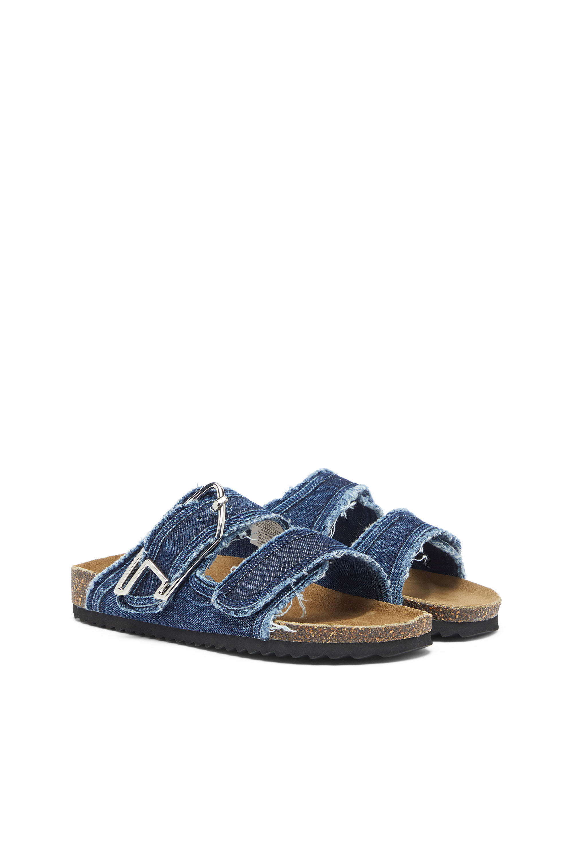 Diesel - D-WOODSTOCK D SANDAL W, Woman's D-Woodstock - Slide with frayed denim straps in Medium blue - 2