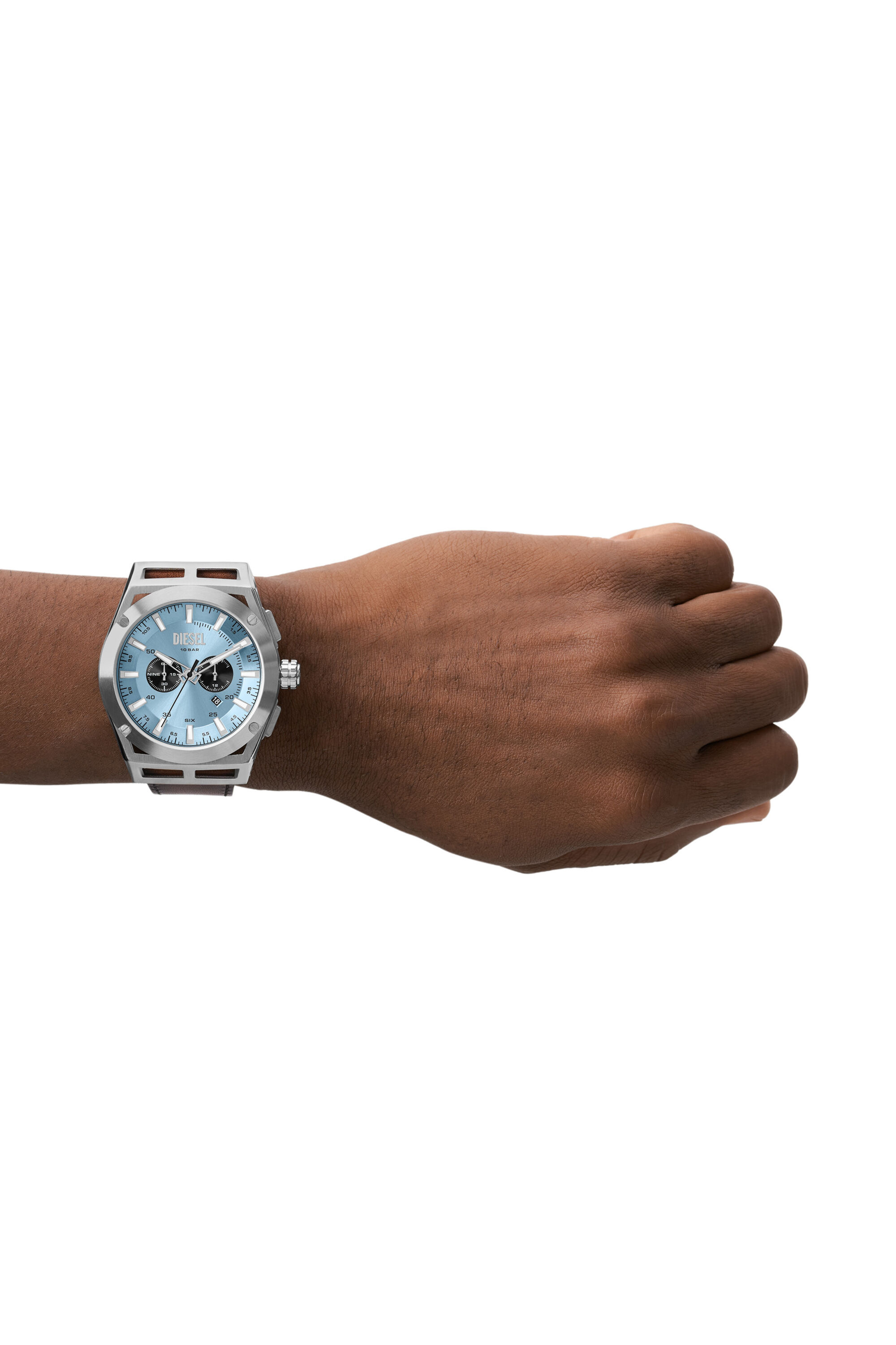 DZ4611 Man Timeframe Chronograph Brown Leather Watch Diesel