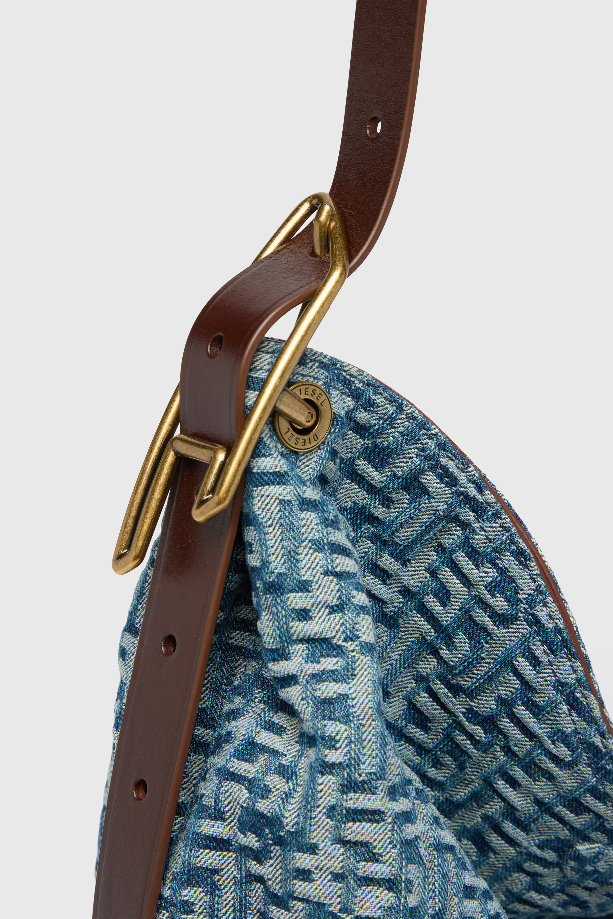 Diesel - D-LINE HOBO L, Woman's D-Line-Hobo bag in monogram denim in Blue - 6
