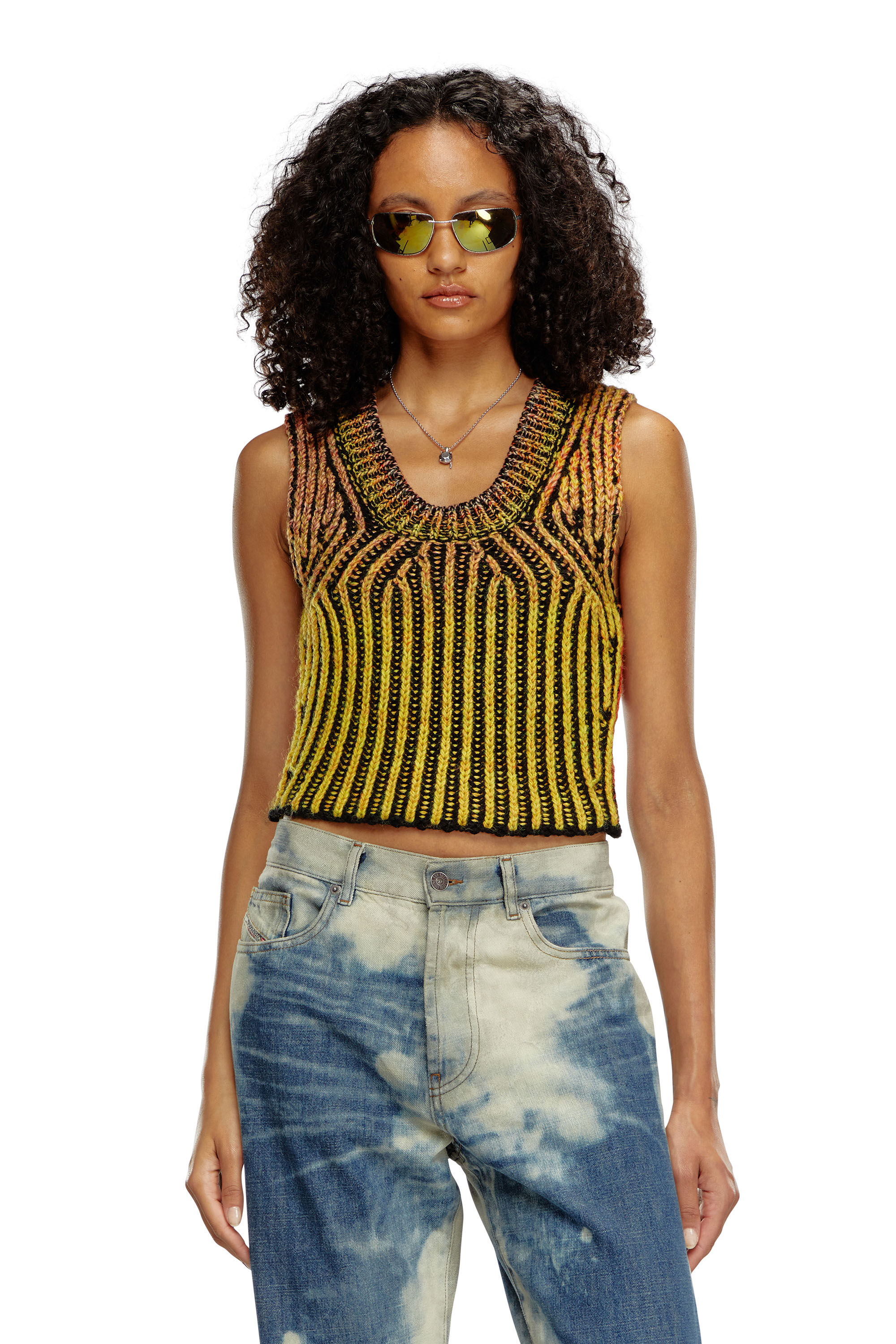 Women's Cropped top in dégradé knit | Orange | Diesel