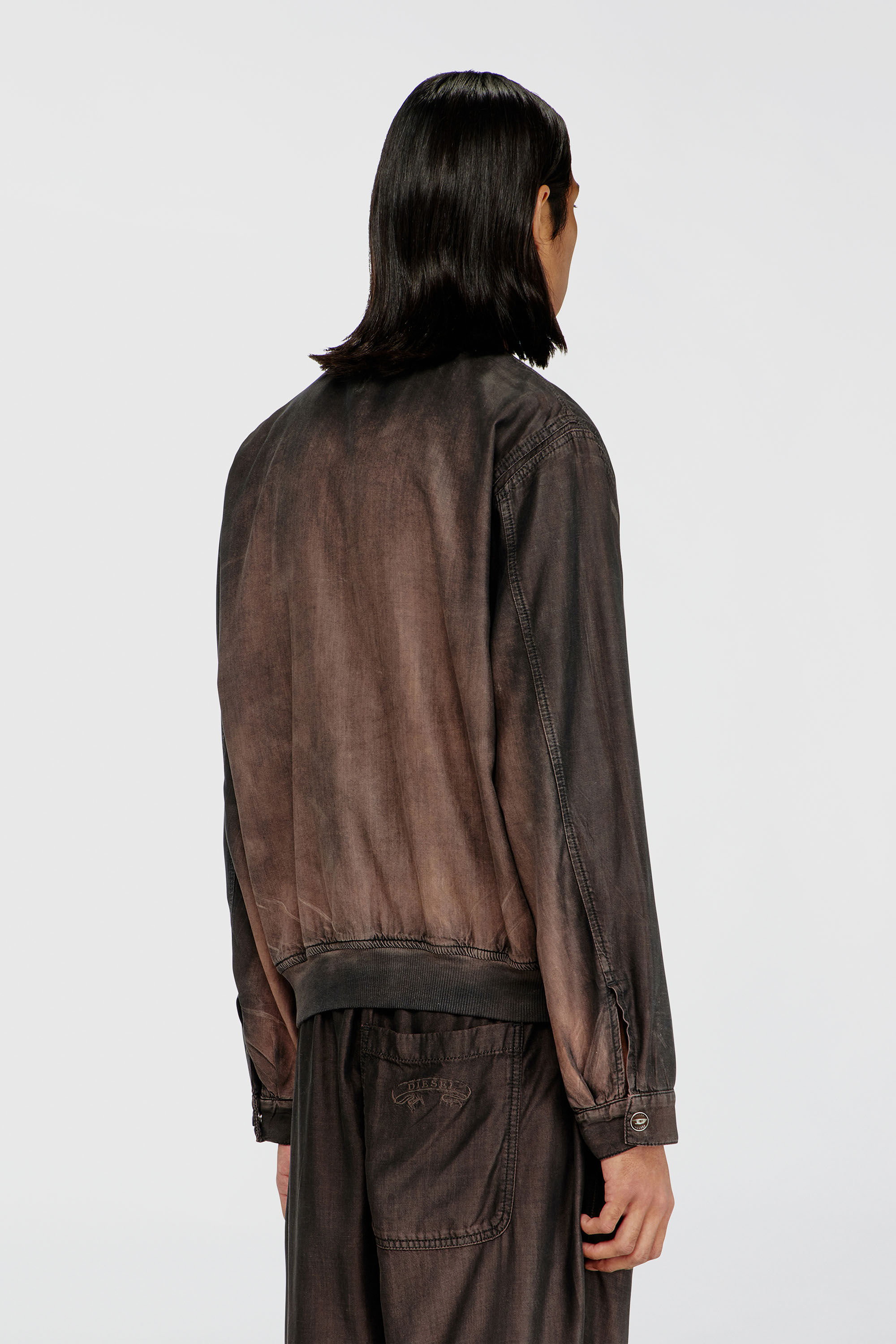Diesel - D-BELMOR-S, Man's Bomber jacket in fluid coated denim in Brown - 4