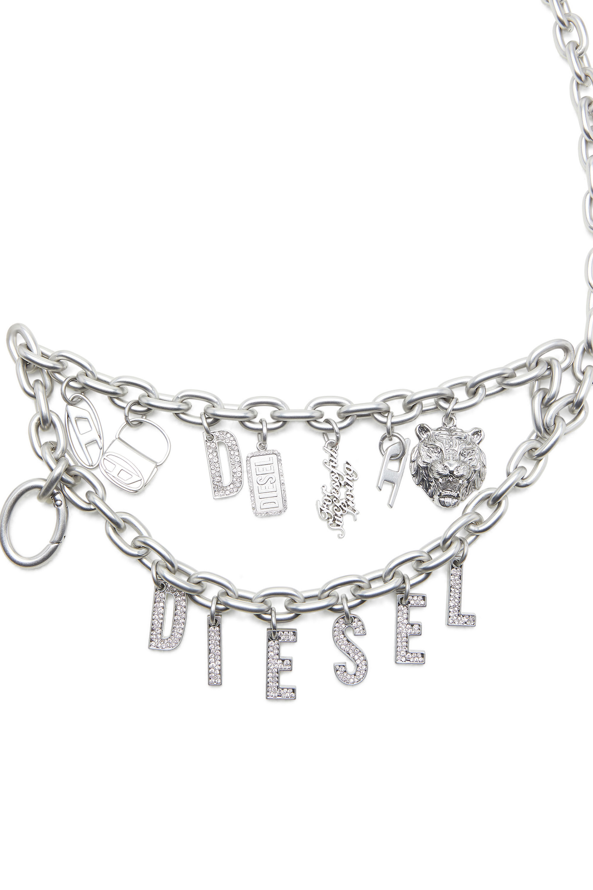Diesel - HOSHI B-MULTICHARM CHAIN, Unisex's Multi-charm chain belt in Silver - 2