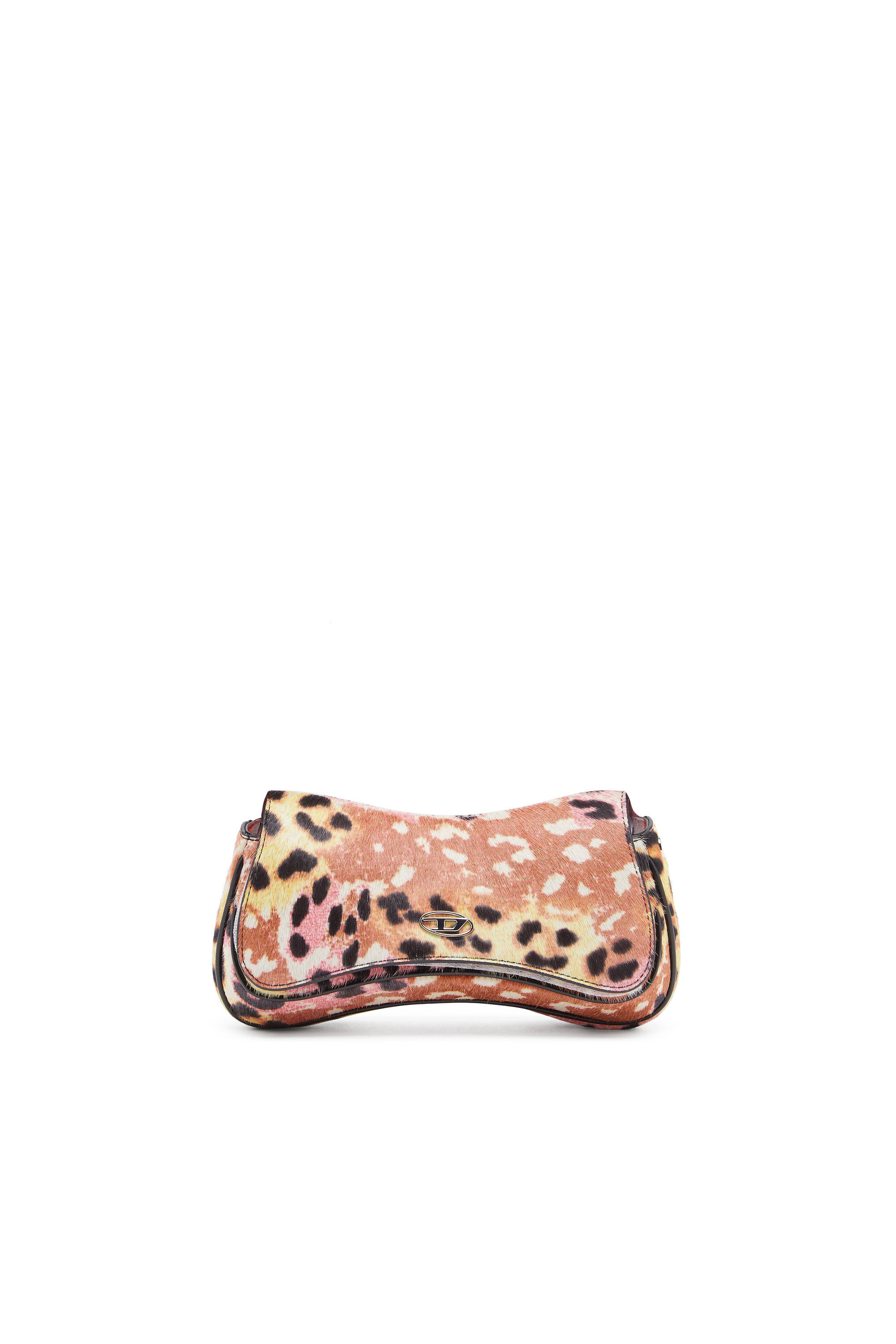 Women s Play Clutch in leopard print calf hair Brown Diesel