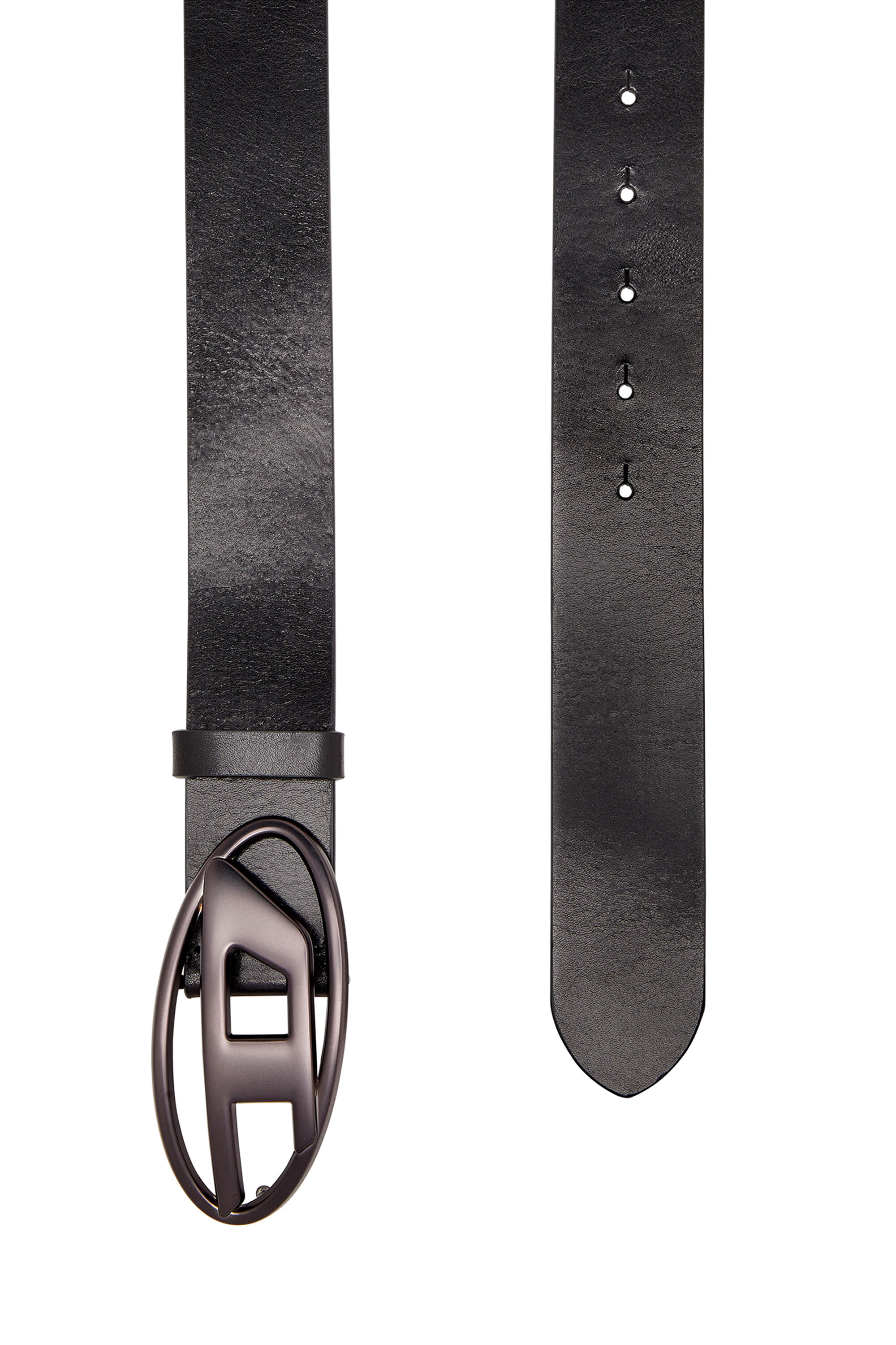 Women's 3.9cm leather belt with metallic Oval D buckle | Black