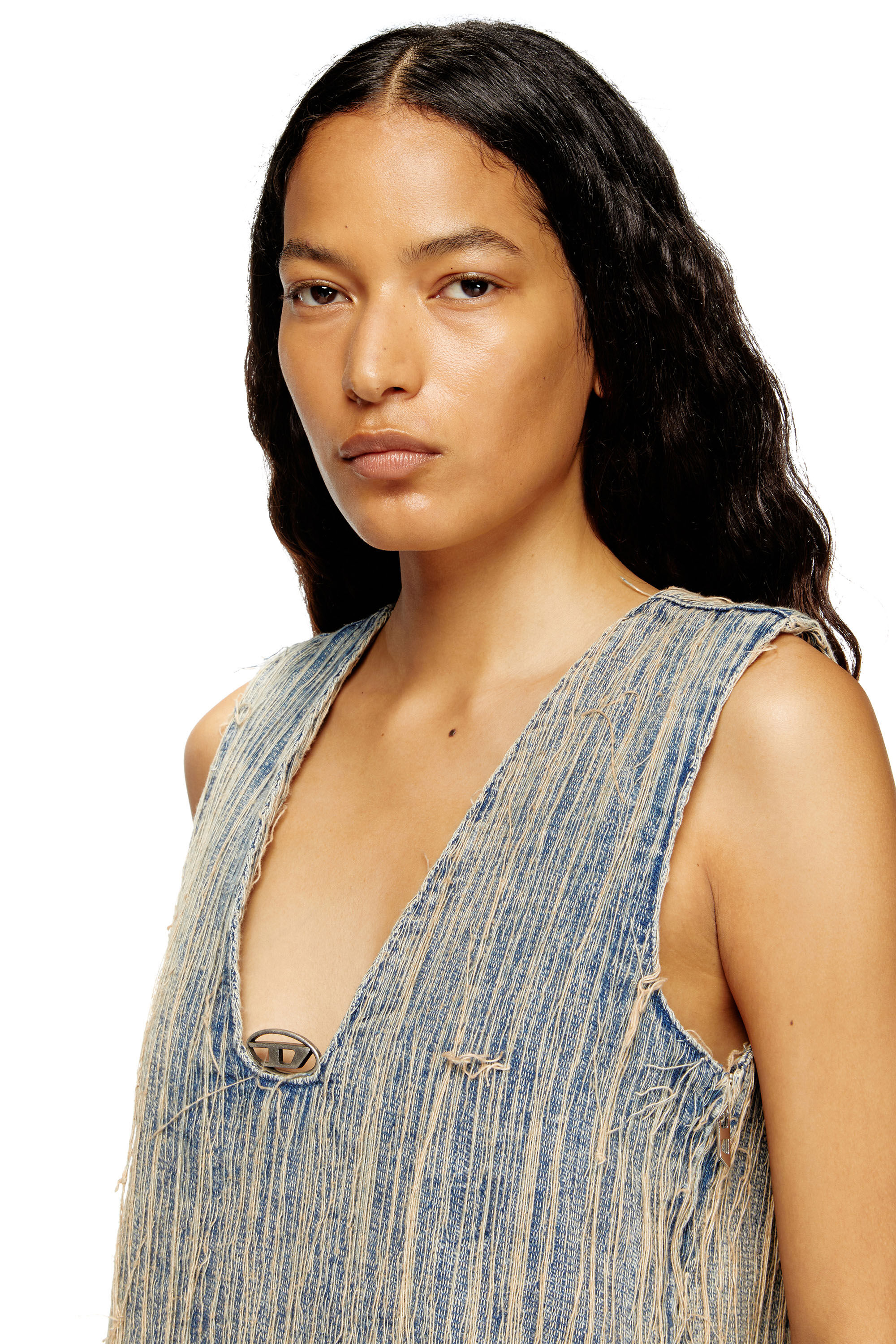 Diesel - DE-LARIS-DRESS-S2, Woman's Distressed effect denim dress in Medium blue - 5