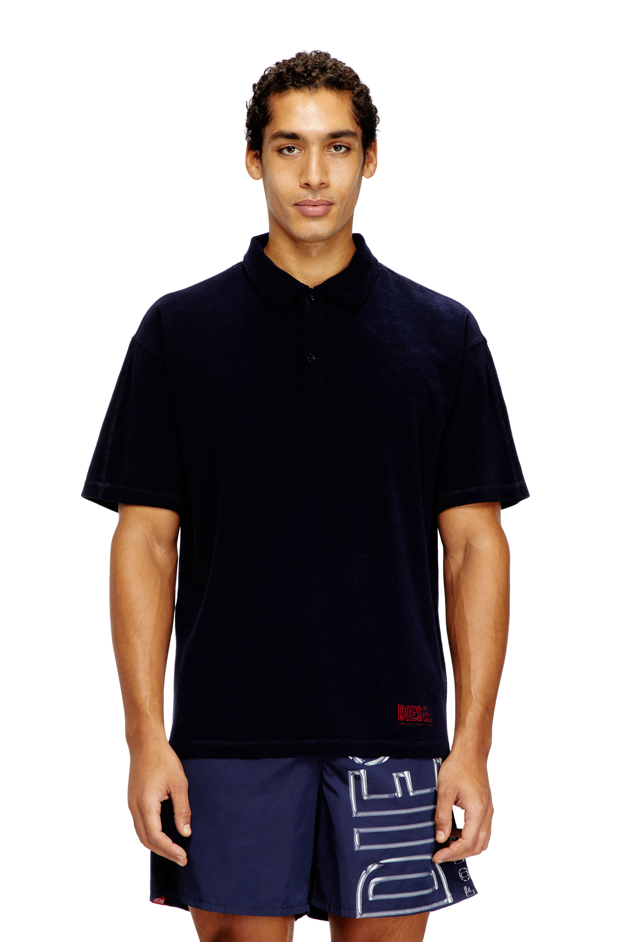 Men's Towelling cotton polo shirt | Blue | Diesel