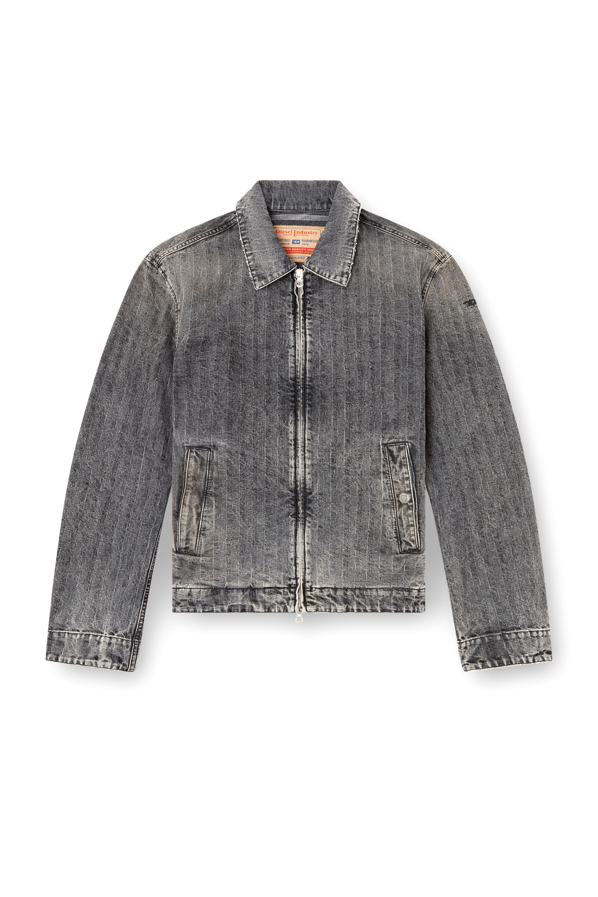 Diesel - D-ROHE, Man's Blouson jacket in herringbone denim in Black - 2