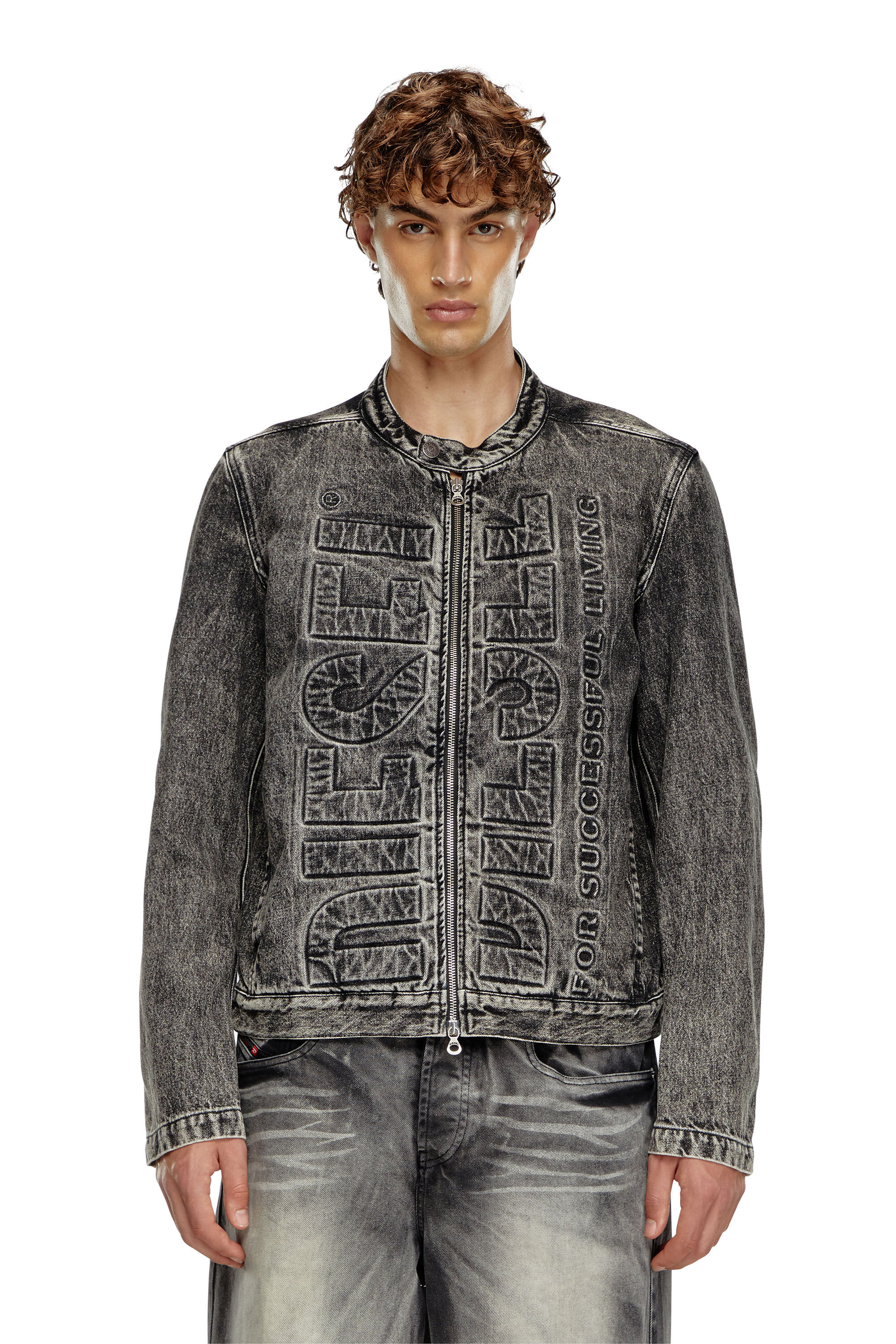 Black jean moto jacket top