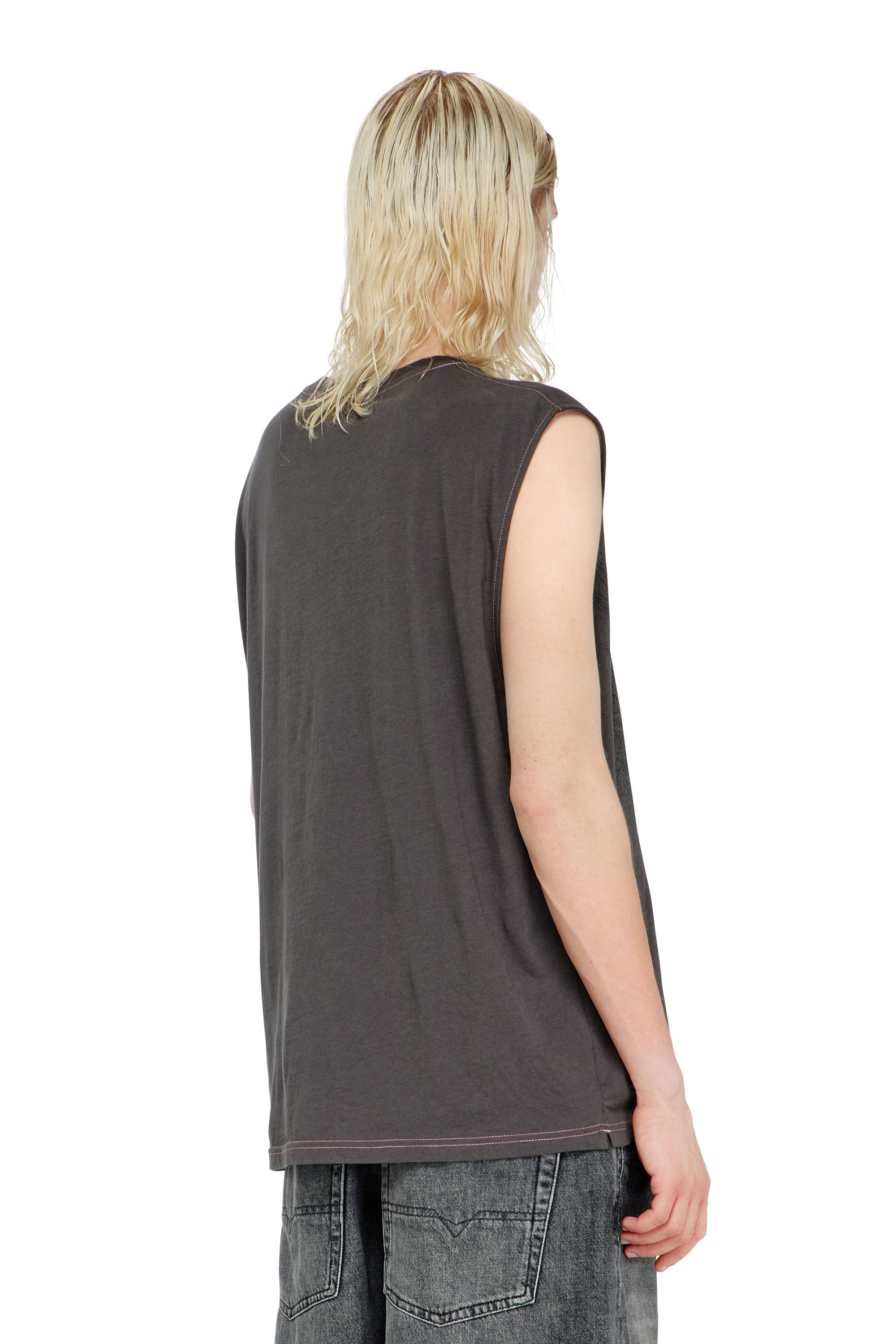 Men's Sleeveless top in cotton with tonal graphic | Grey | Diesel GB