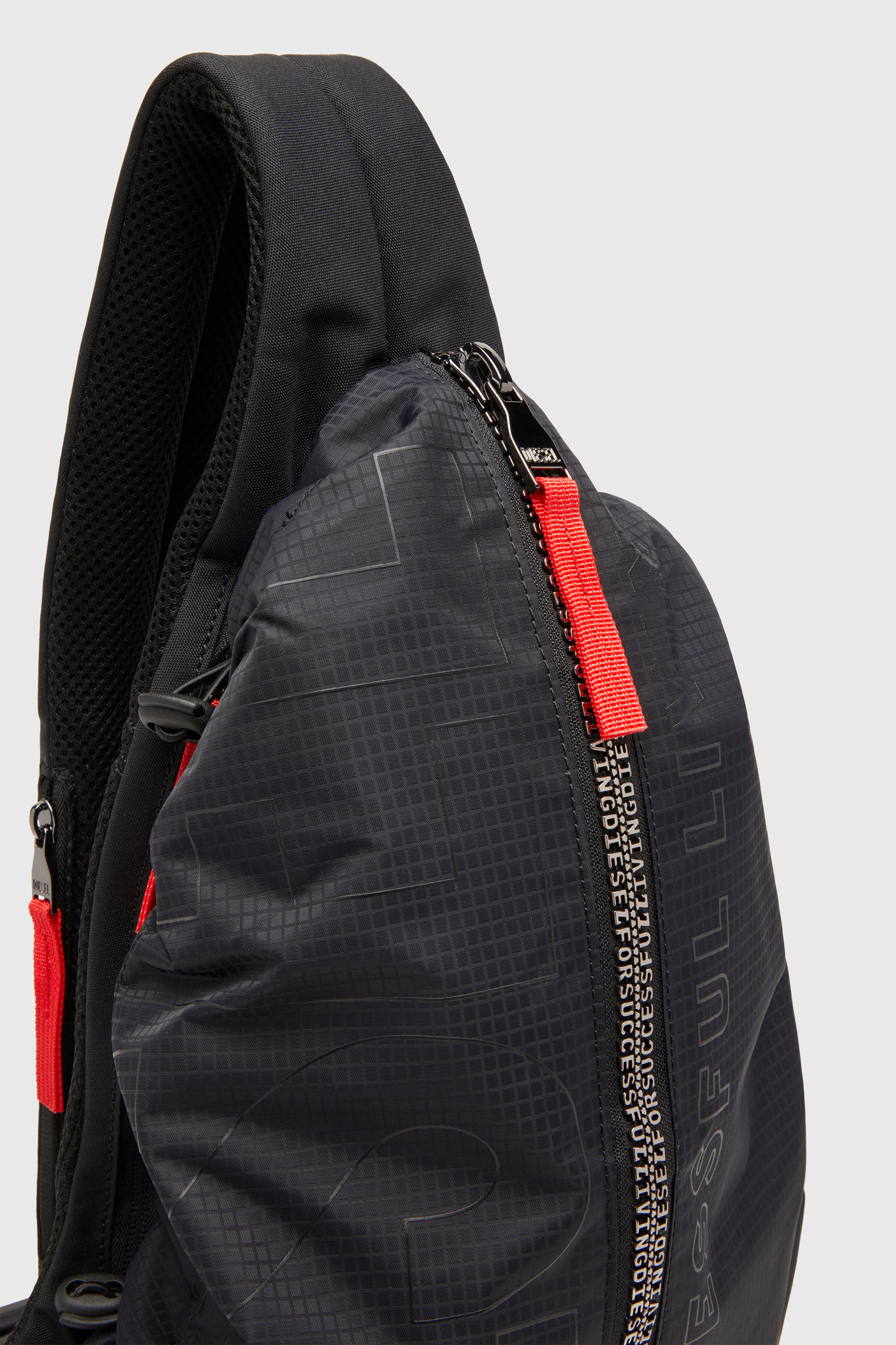 Men's Zip-D-Sling backpack in check-jacquard shell | Black | Diesel GB