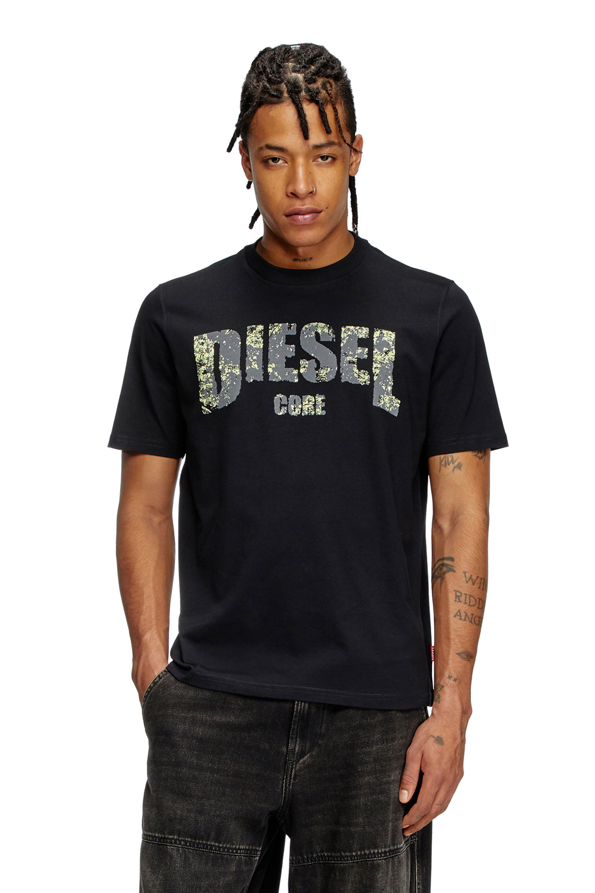 Men's T-shirt with D patch | Black | Diesel