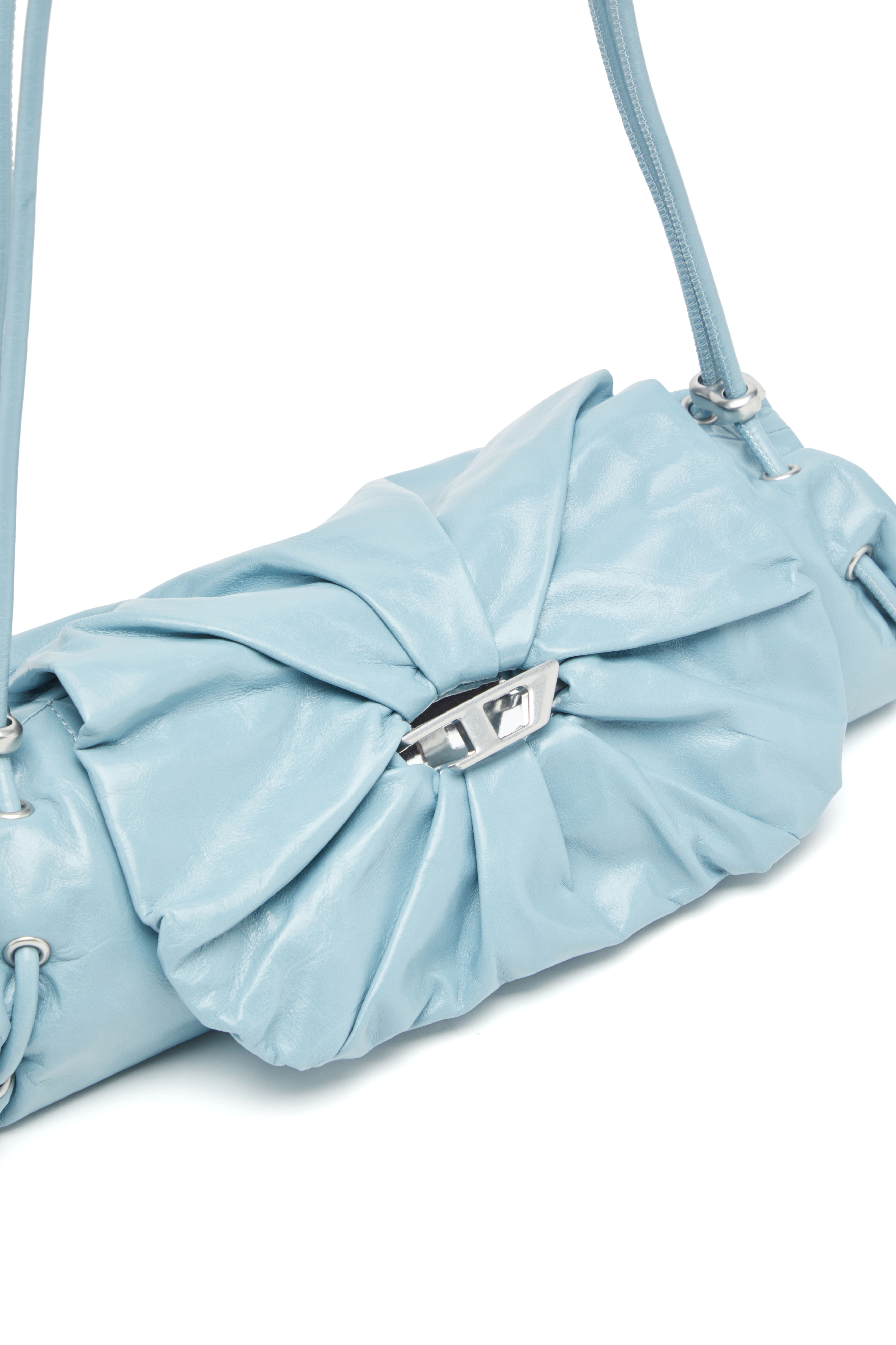 Diesel - SCRUNCH-D SHOULDER S, Woman's Scrunch-D S-Shoulder bag in scrunched leather in Azure - 2