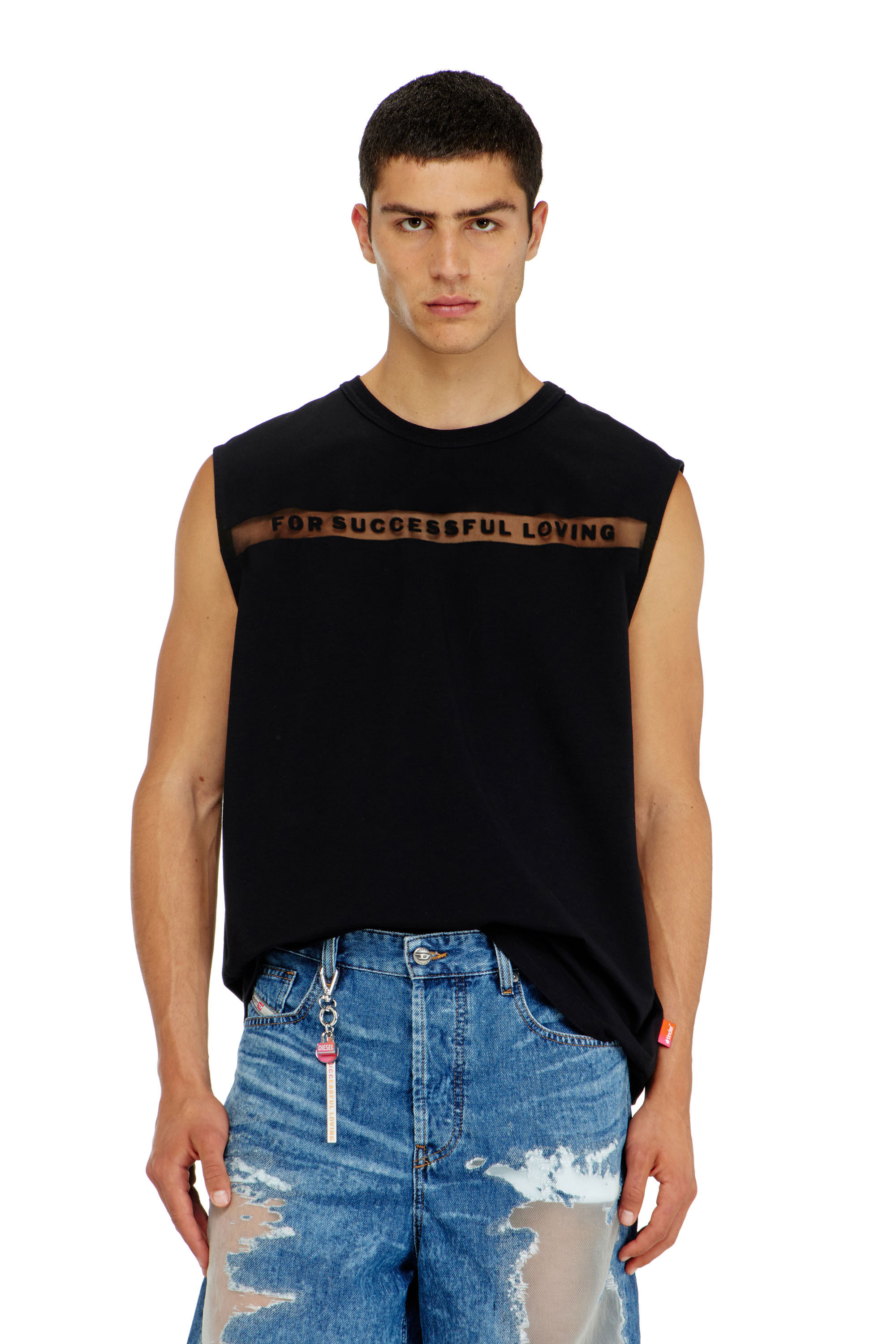 【未使用】MEDI CONCEPT LOGO KNIT TANK TOP Women's Tank top with For Successful Loving logo | Black | Diesel