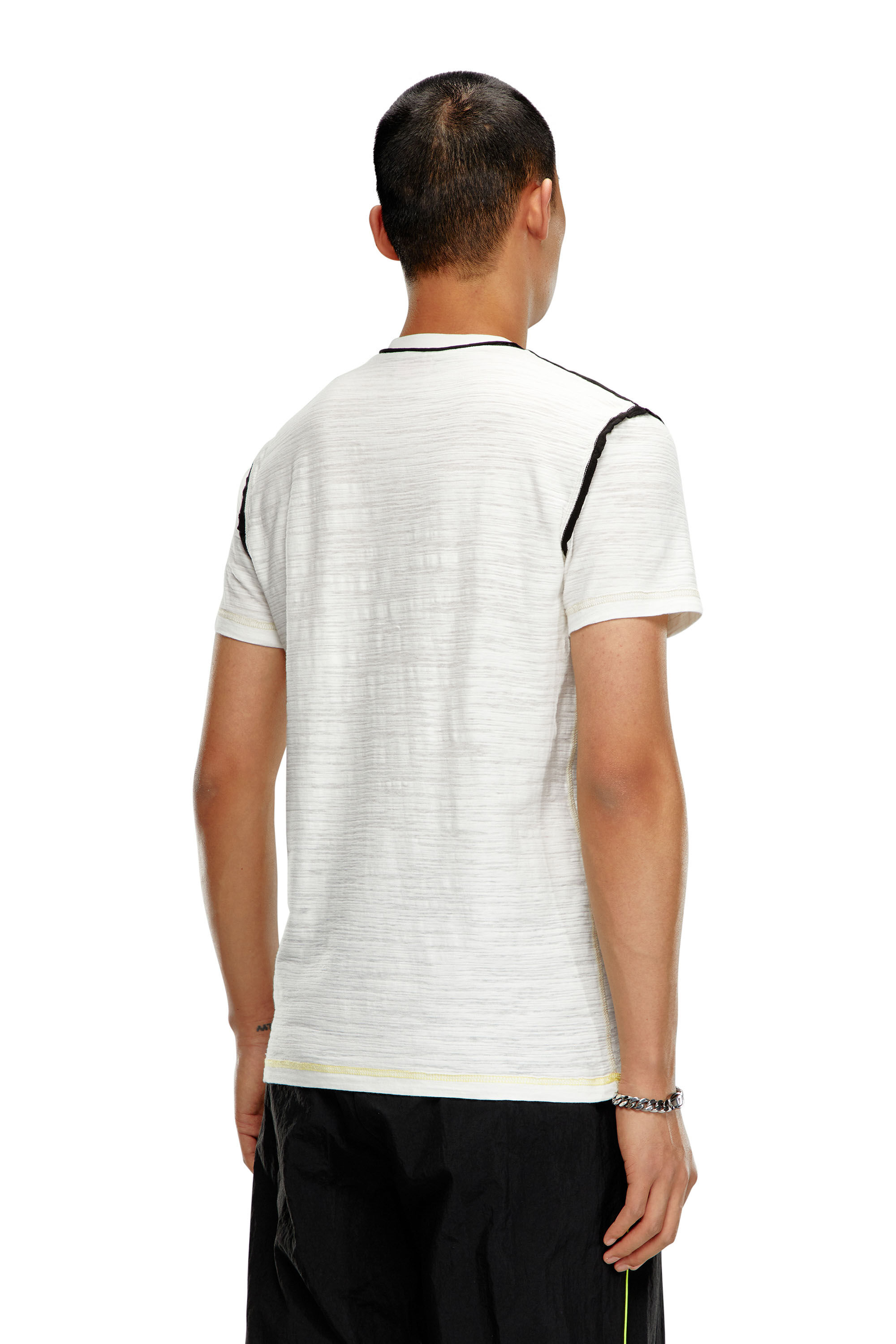 Diesel - T-DIEGOR-V-RAW, Man's V-neck T-shirt in inside-out slub jersey in White - 4