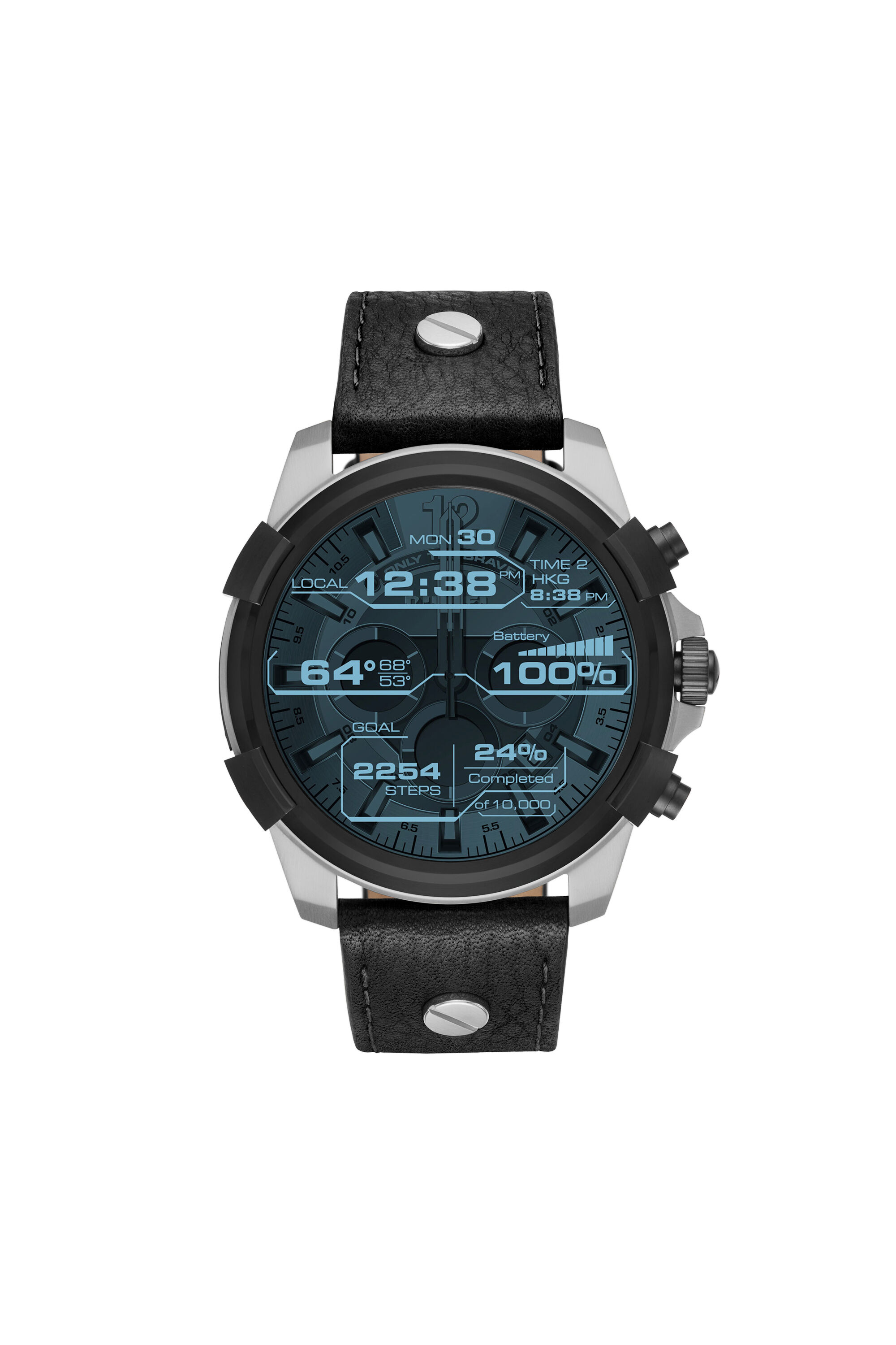 DT2001 Man Leather smartwatch with steel case 48 mm Diesel