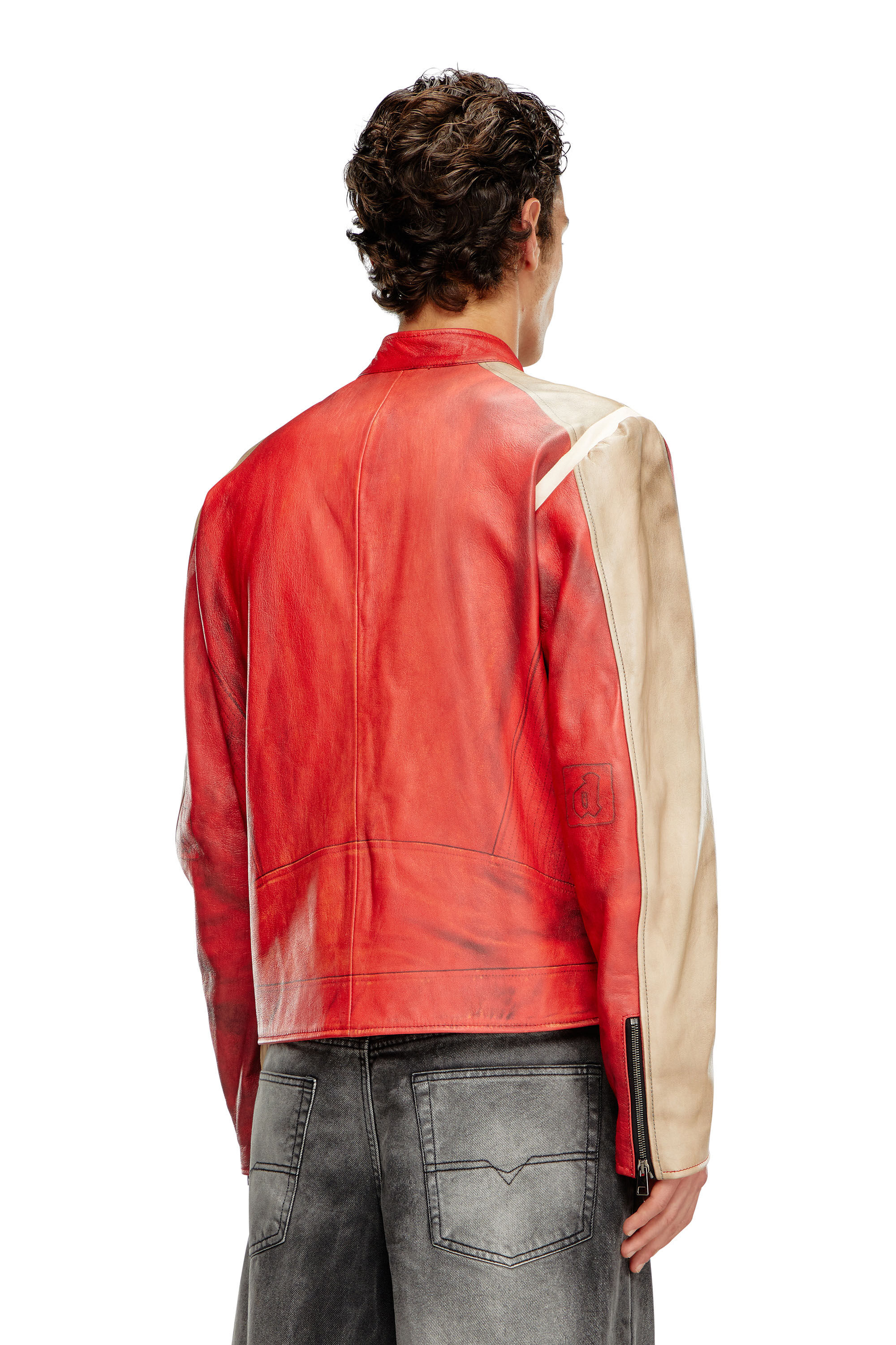 Printed leather jacket mens clearance