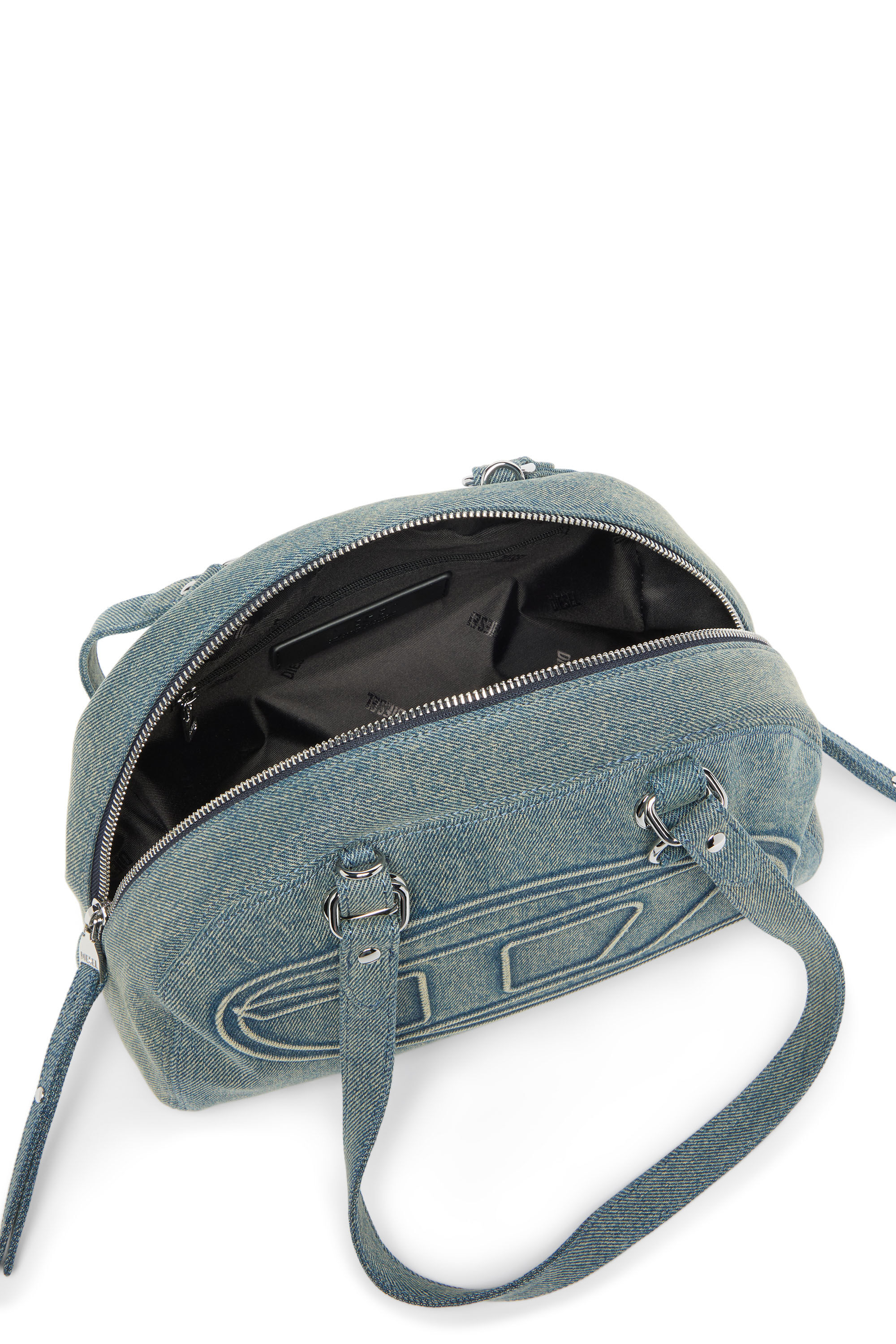 Diesel - 1DR DOME SOFT SHOULDER, Unisex's 1DR Dome-Shoulder bag in denim with Oval D logo in Light Blue - 4