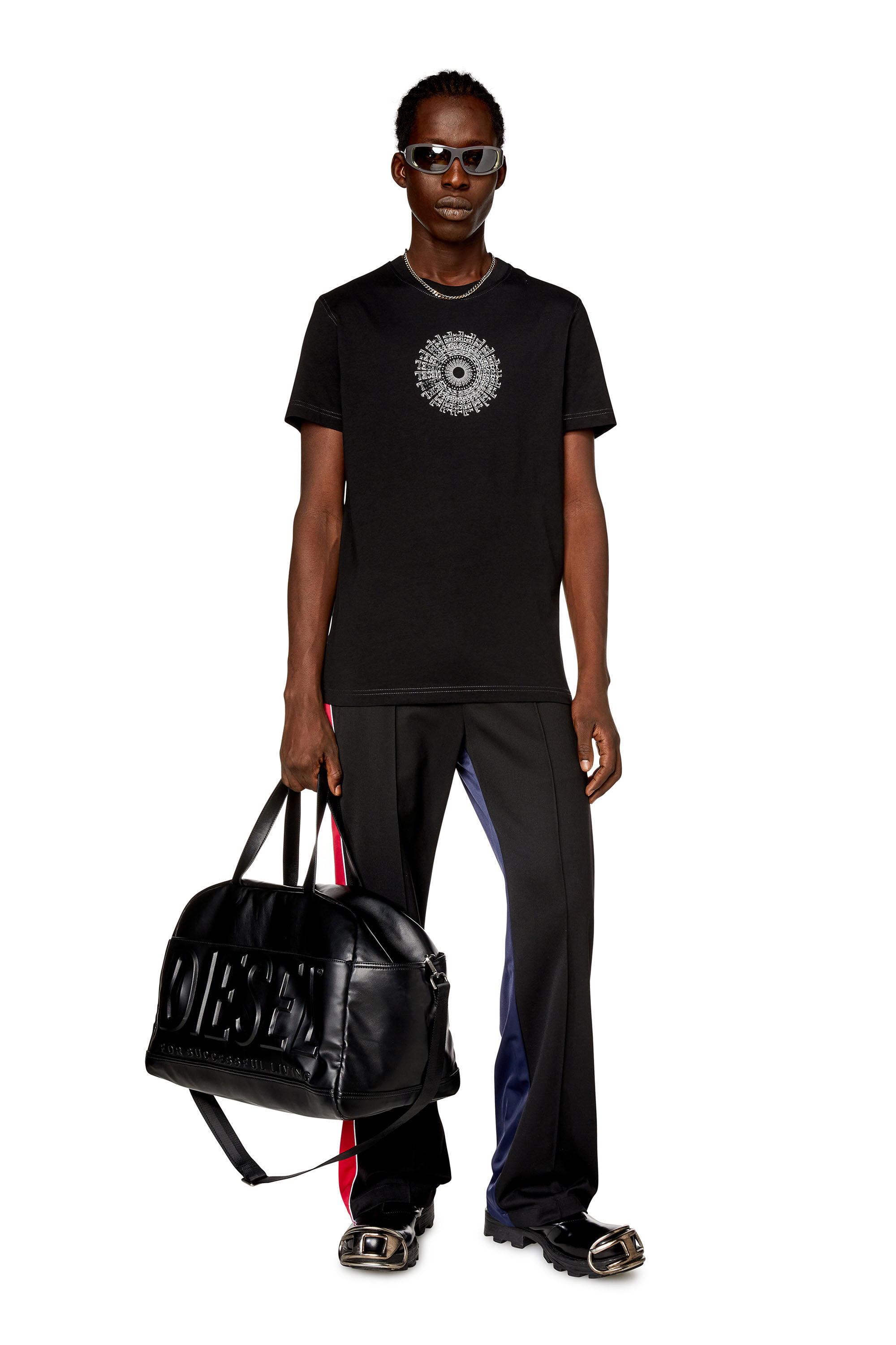 Men's T-shirt with vortex Diesel print | Black | Diesel
