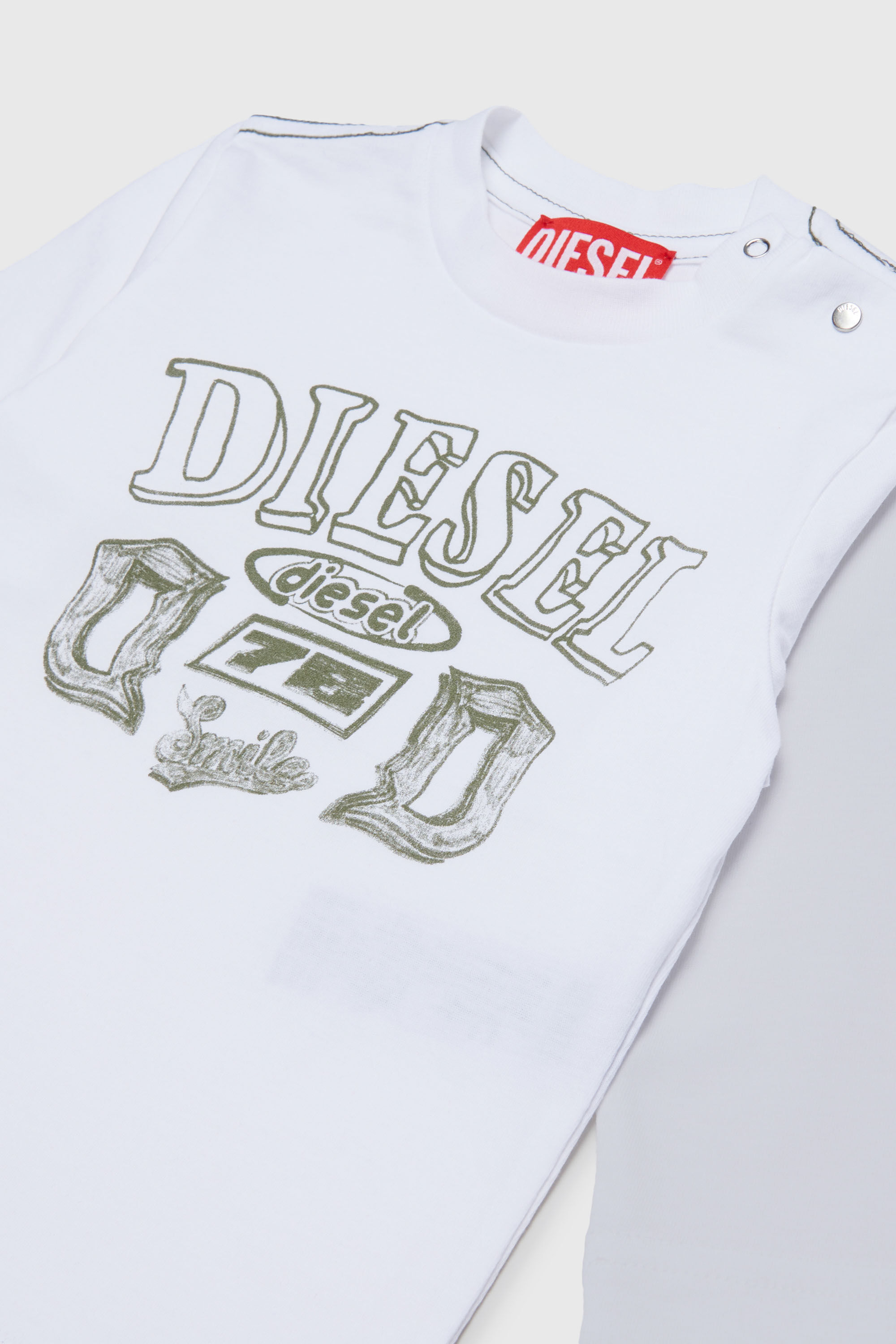 Diesel - TBANB, Man's Long-sleeve T-shirt with logo print in White - 3