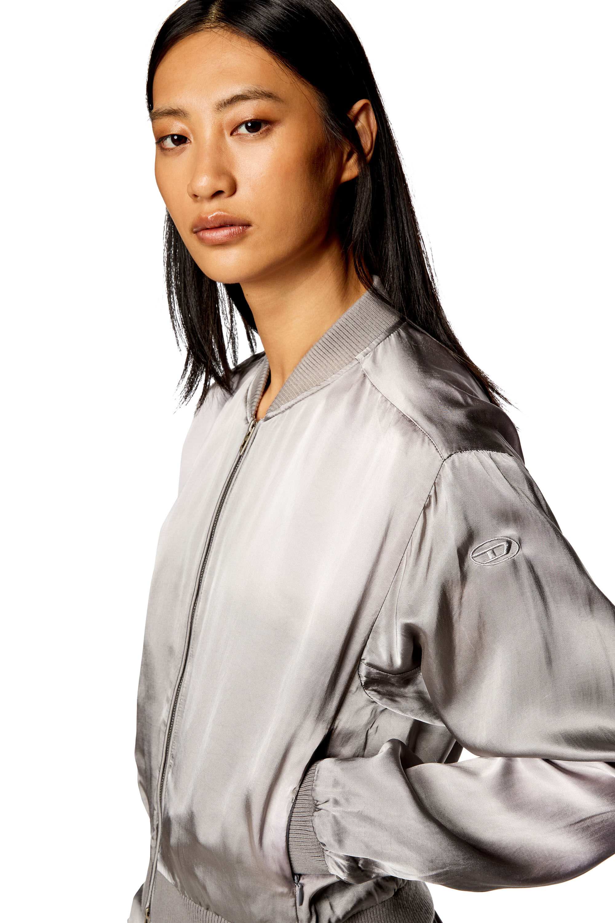 Silver satin hotsell jacket women's