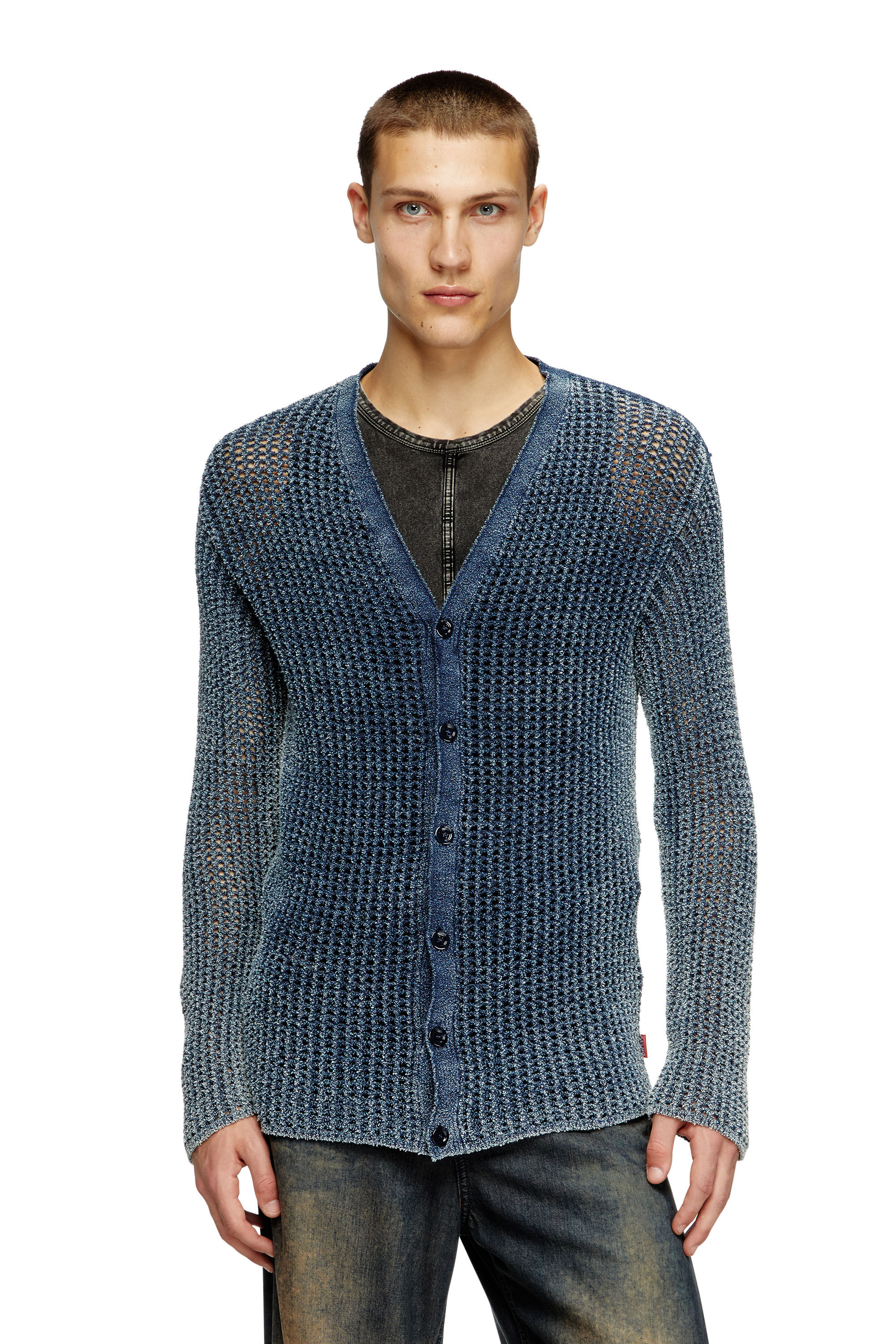 YOKE】MESH KNITTED BUTTONED CARDIGAN YOKE ⁄ York ⁄ MESH KNITTED