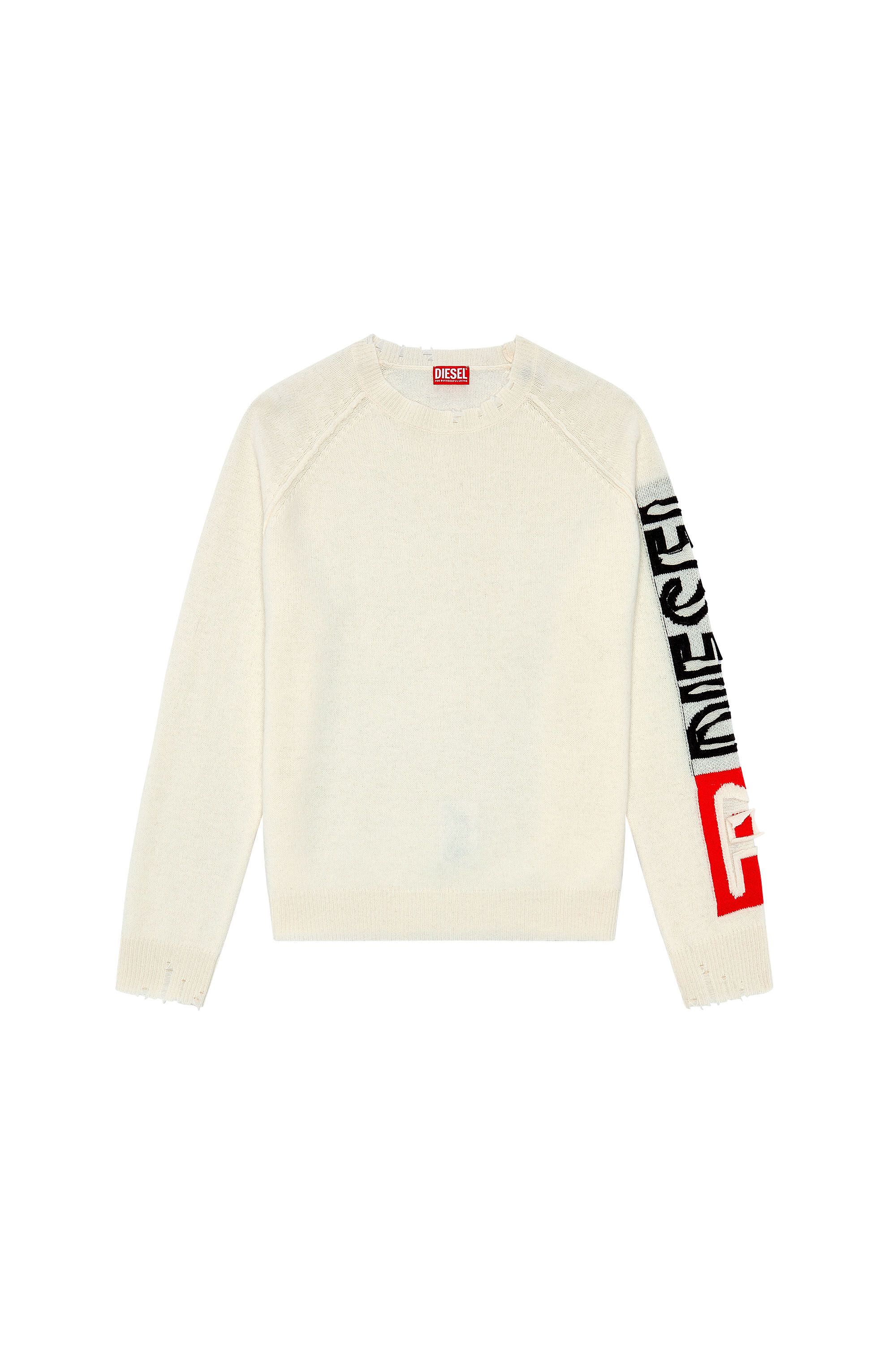 Diesel - K-SARIA, Man Wool sweater with cut-up logo in White - Image 2
