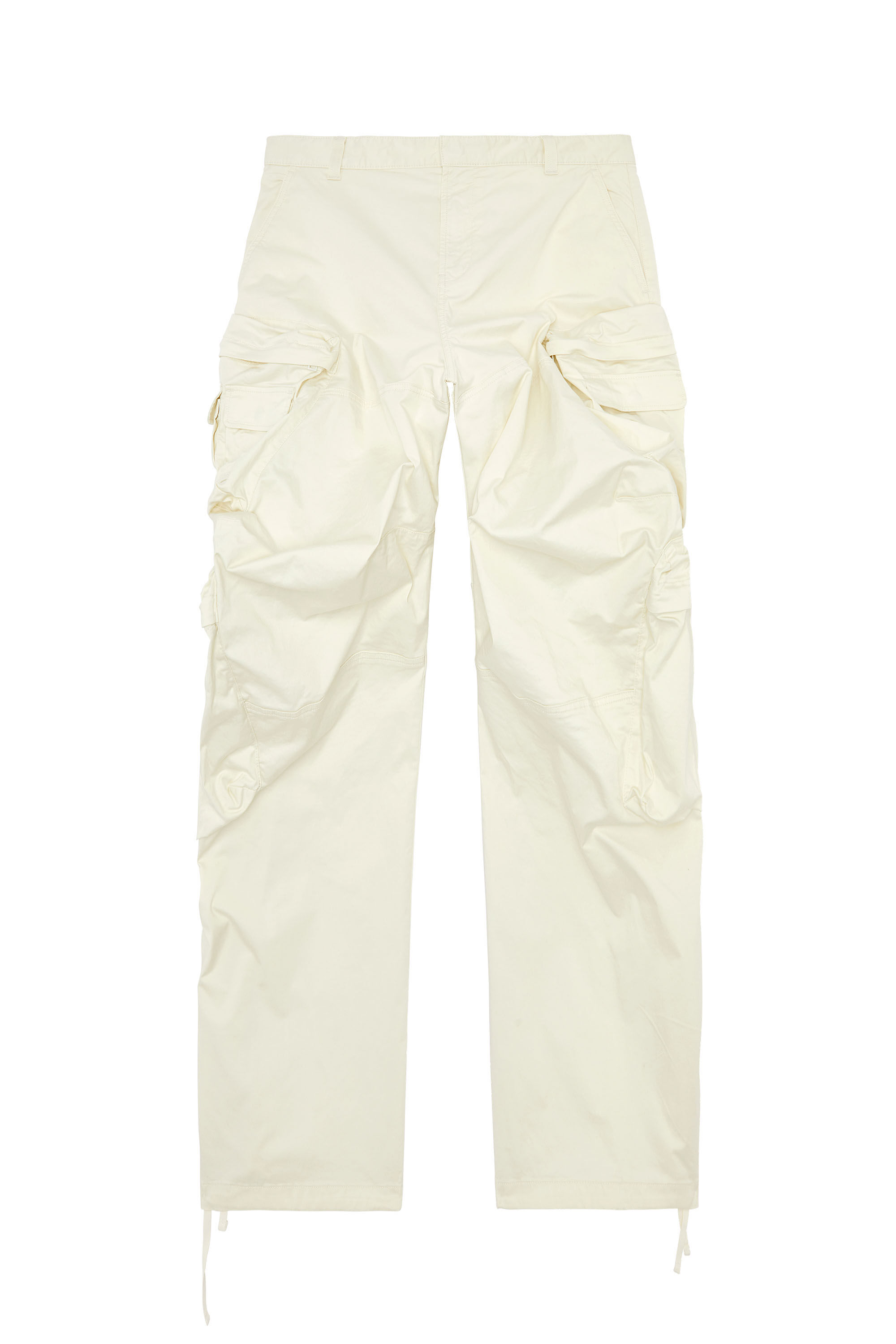 Diesel - P-HUGES-NEW, Man's Cargo pants in stretch cotton satin in White - 2