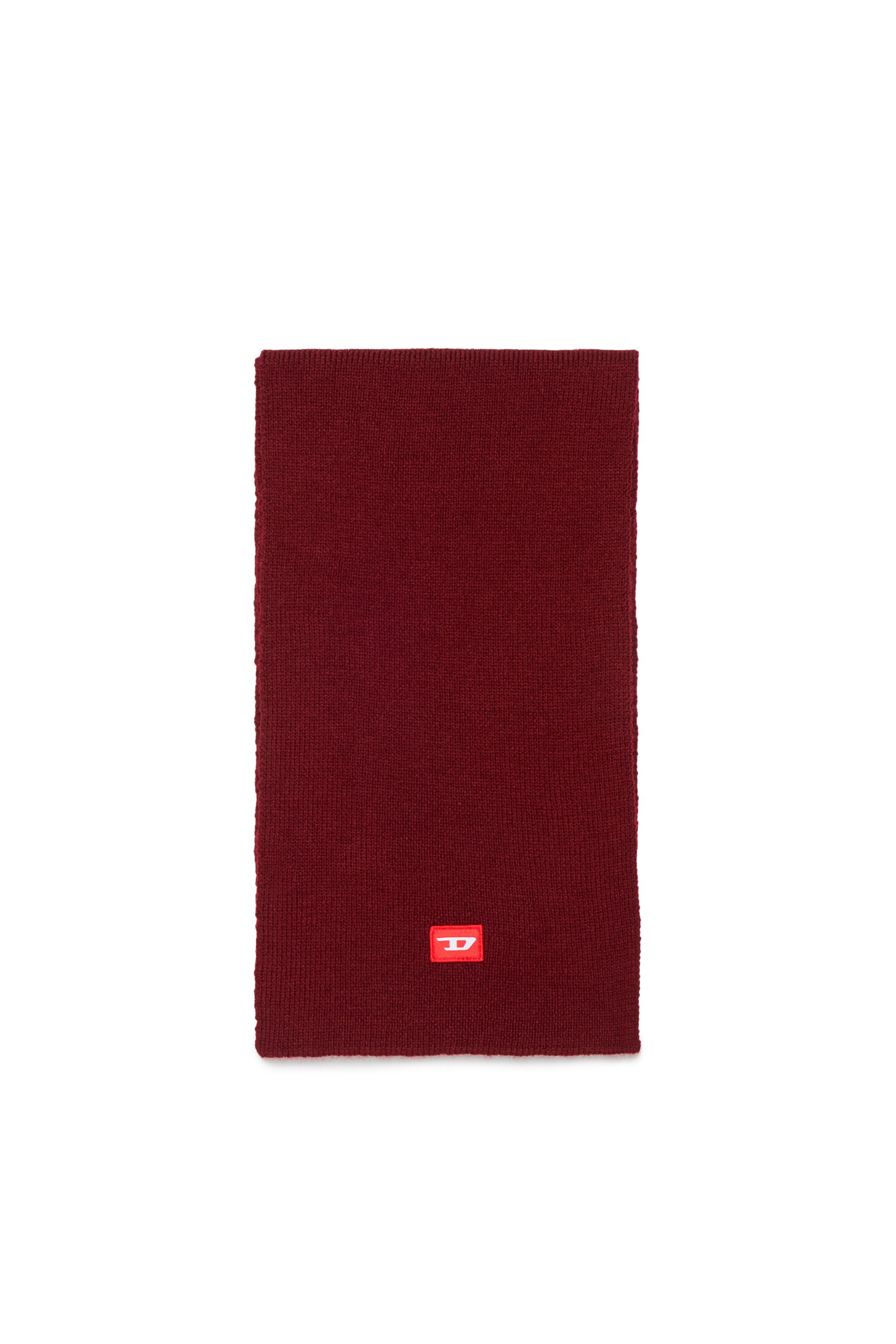 Diesel - RLOT, Unisex's Wool-blend scarf with D logo patch in Red - 1