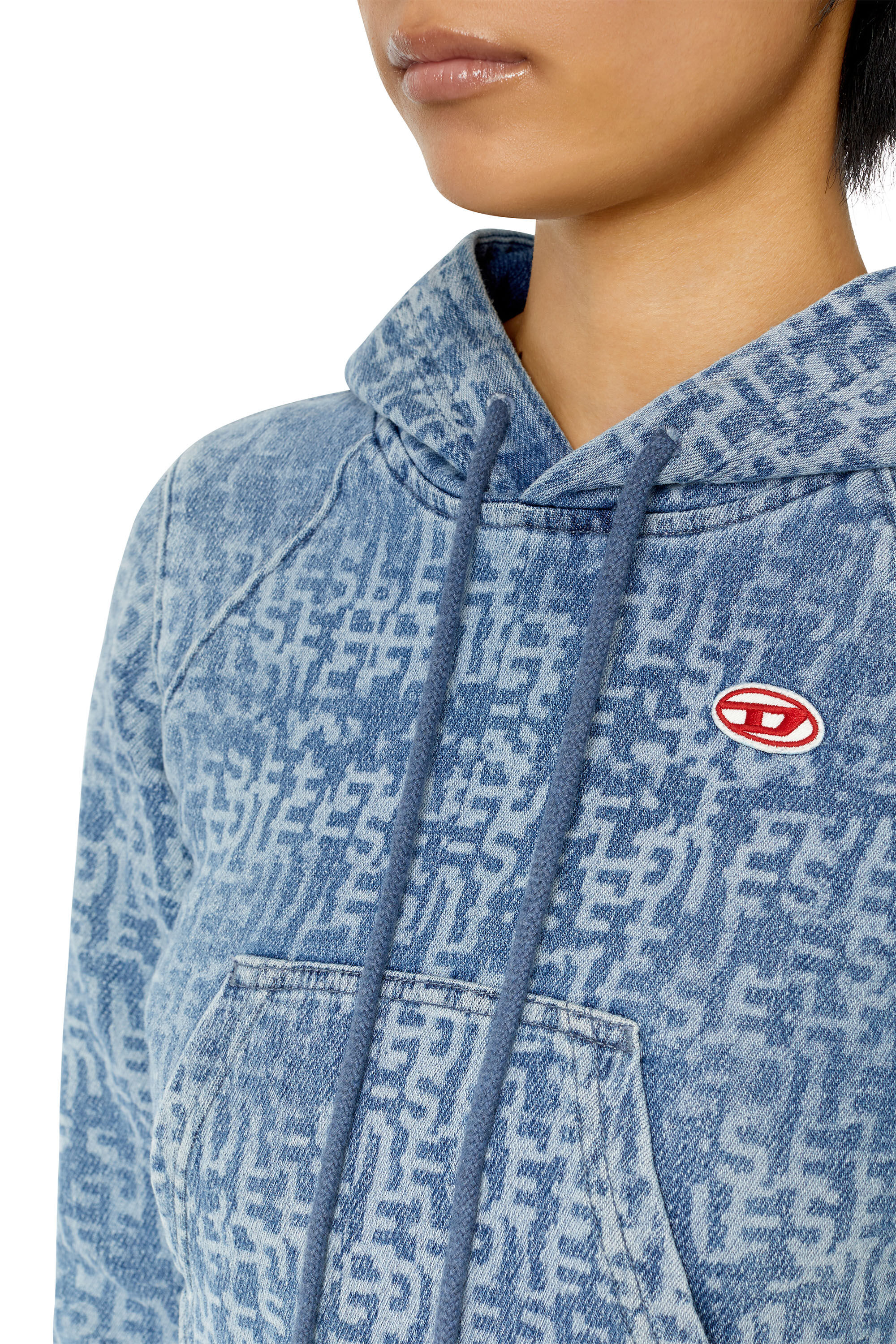 Diesel - D-ANGY TRACK DENIM HOODIE, Light Blue - Image 6