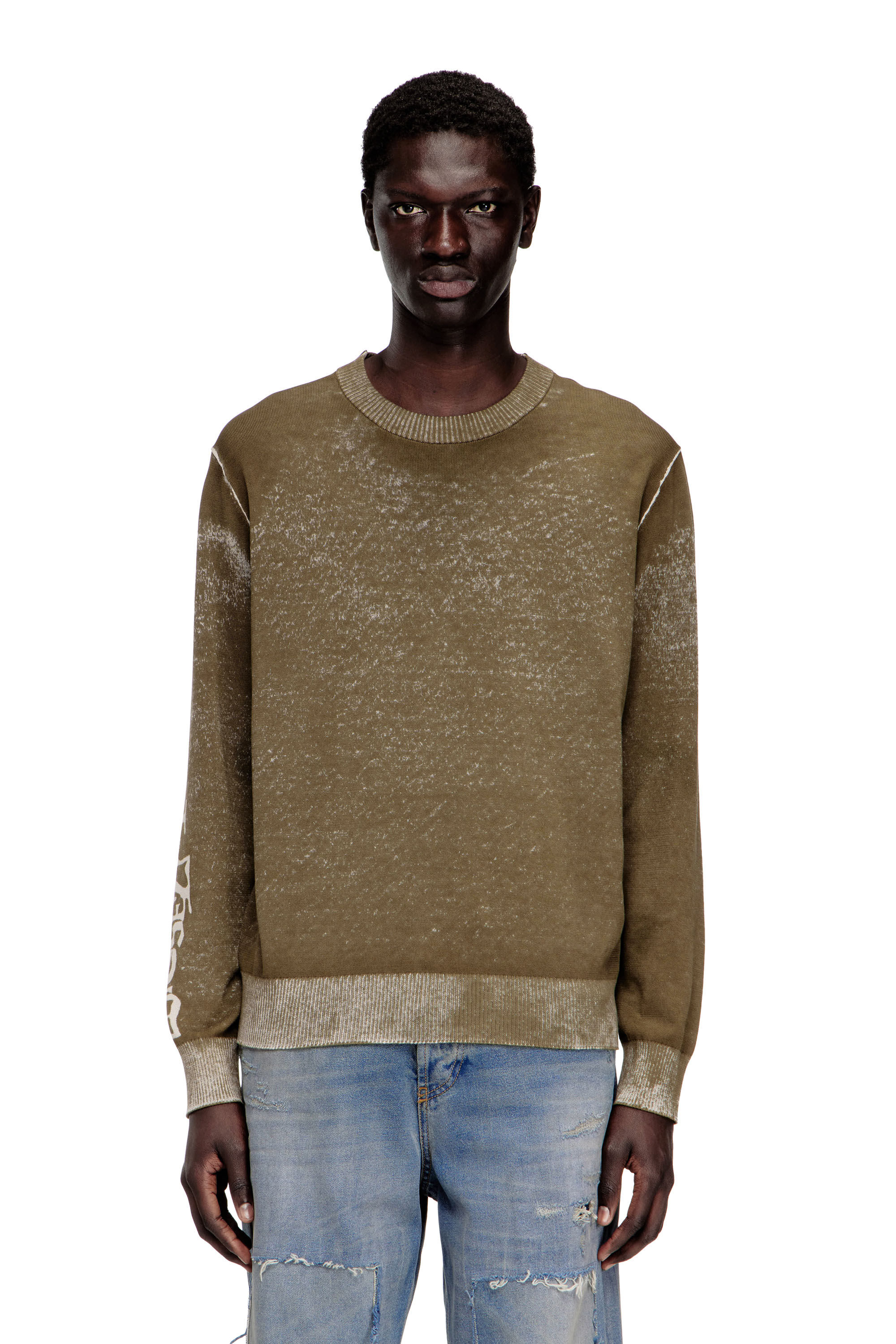 Men's Faded reverse-print jumper with lettering | Green | Diesel