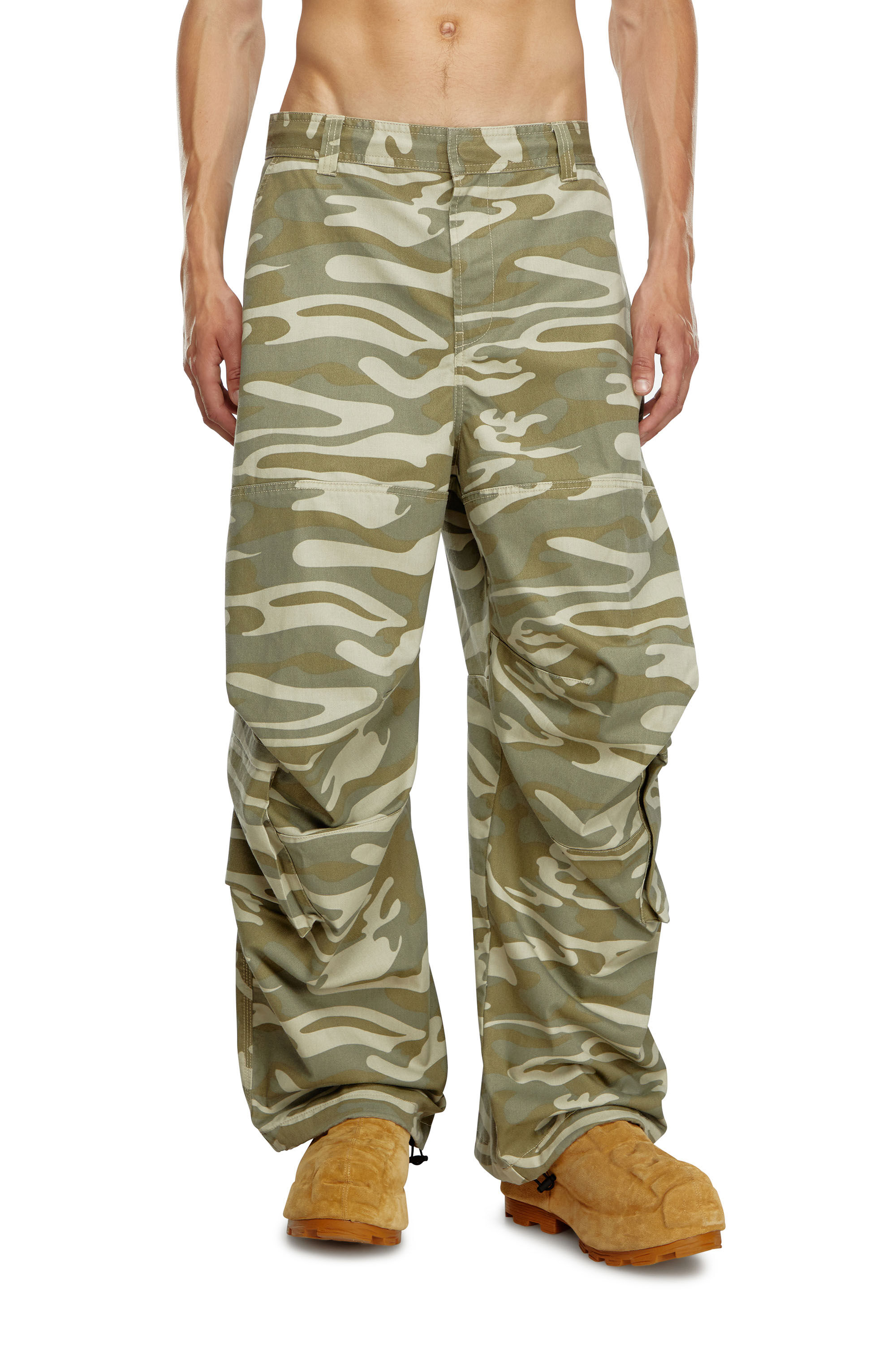 Men s Cargo pants with camo print Green Diesel