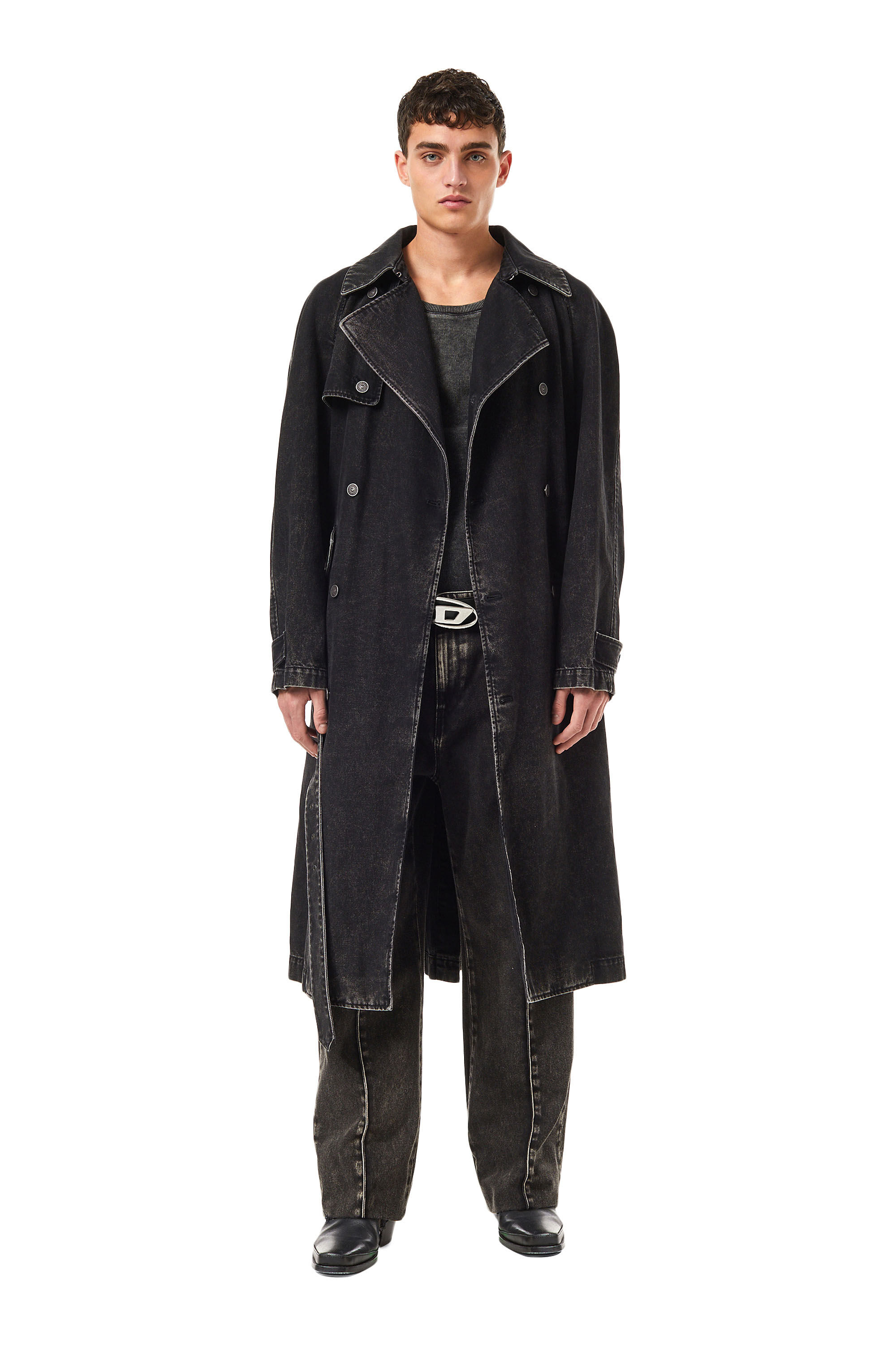 Single breasted on sale black trench coat