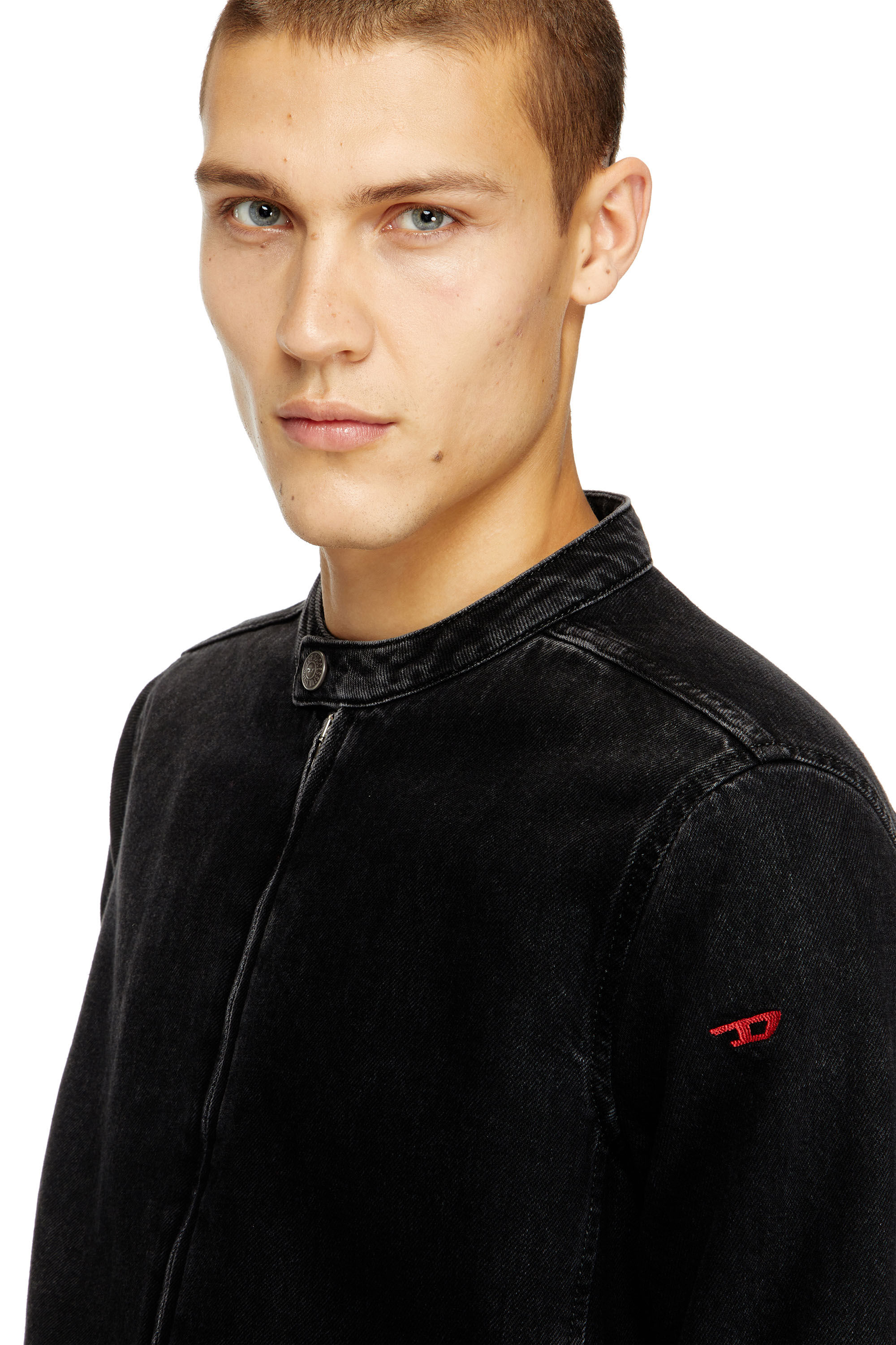 Men's Moto jacket in clean-wash denim | Black | Diesel