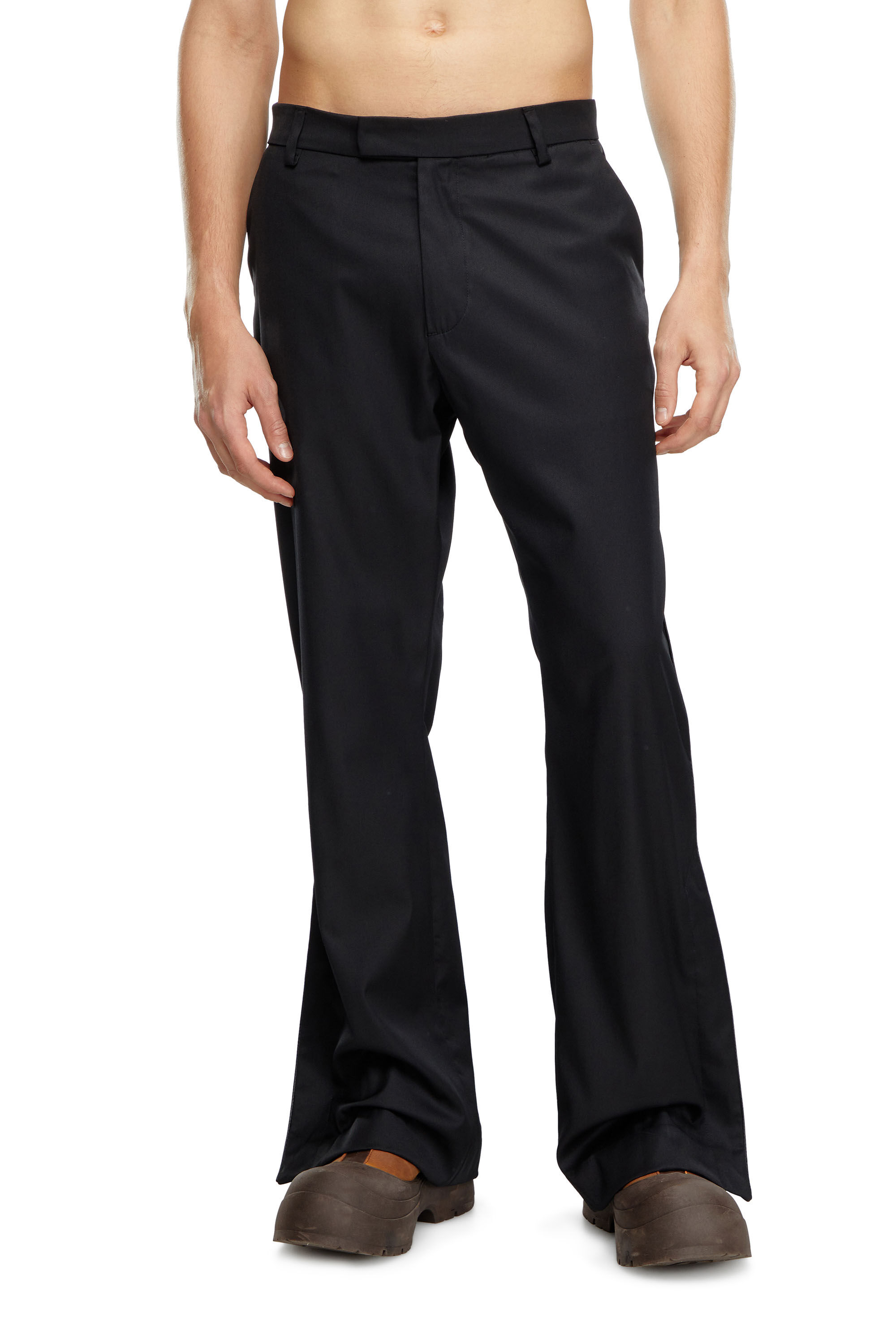 Men's Wool-nylon pants with side slits | Black | Diesel