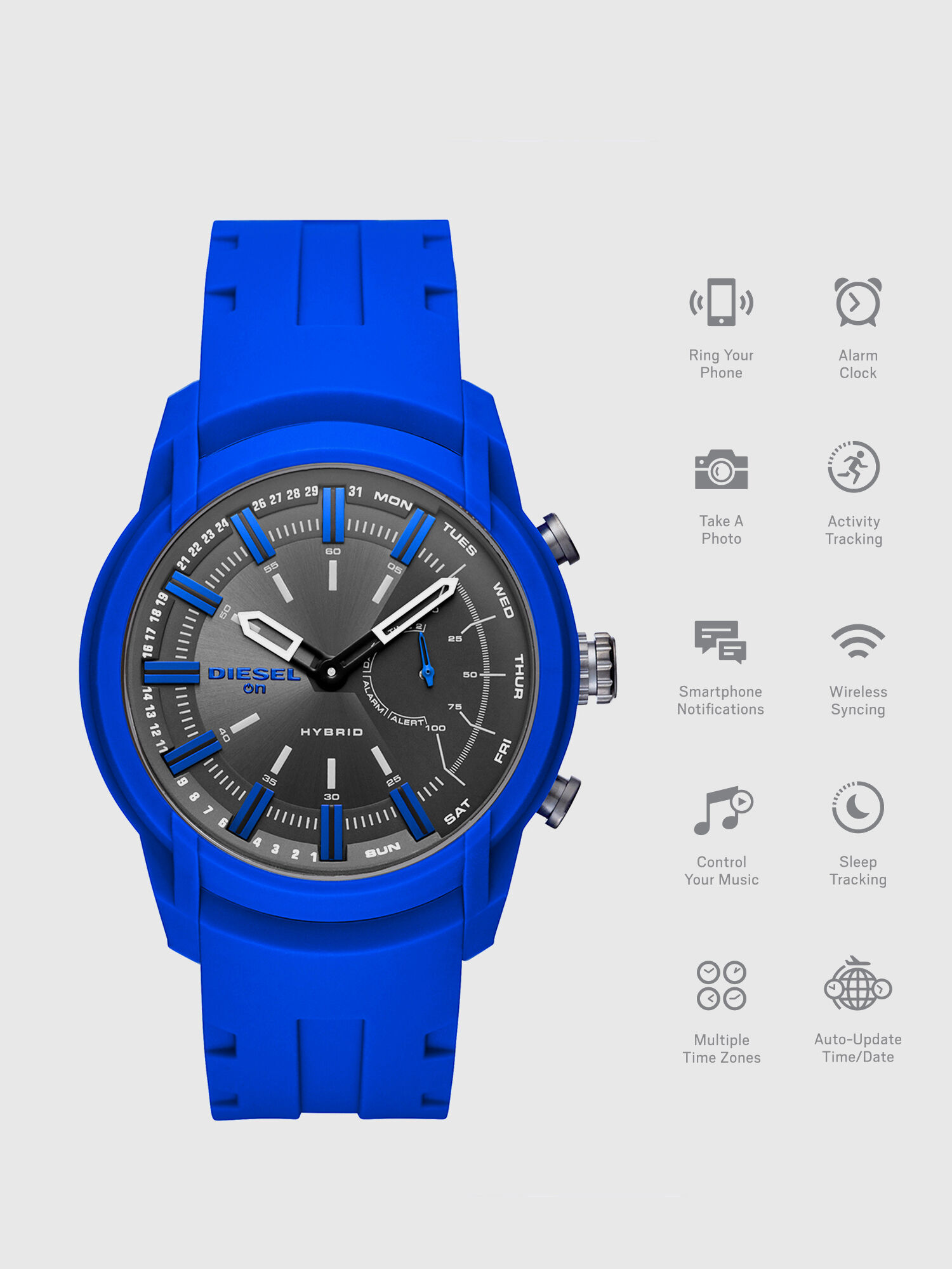 DT1017 Man Armbar Hybrid blue silicone smartwatch 44 mm Diesel