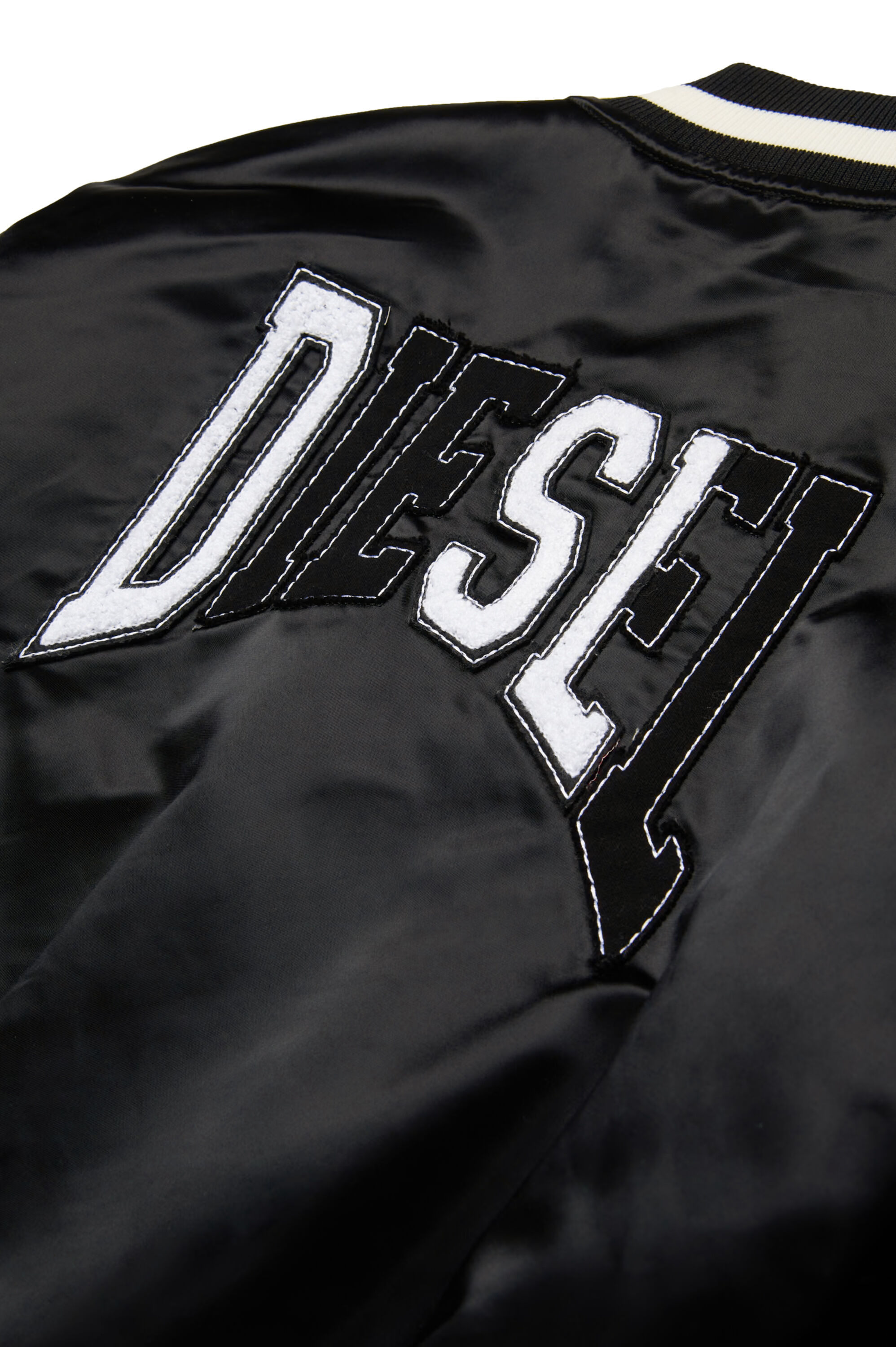 Padded varsity bomber jacket in satin | Black | 4-16 YEARS