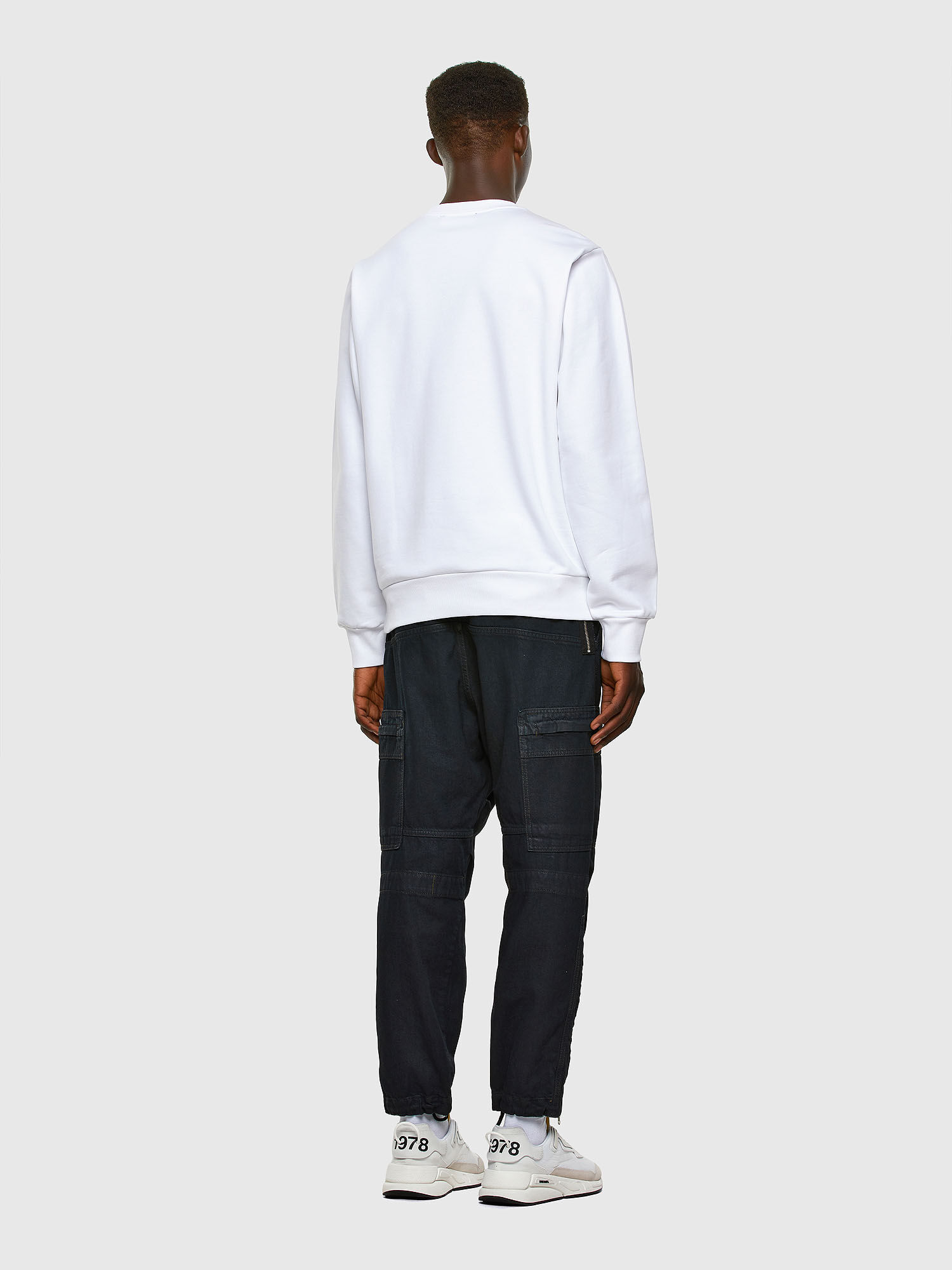 Diesel - S-GIRK-CUTY, Man's Sweatshirt with double logo print in White - 5