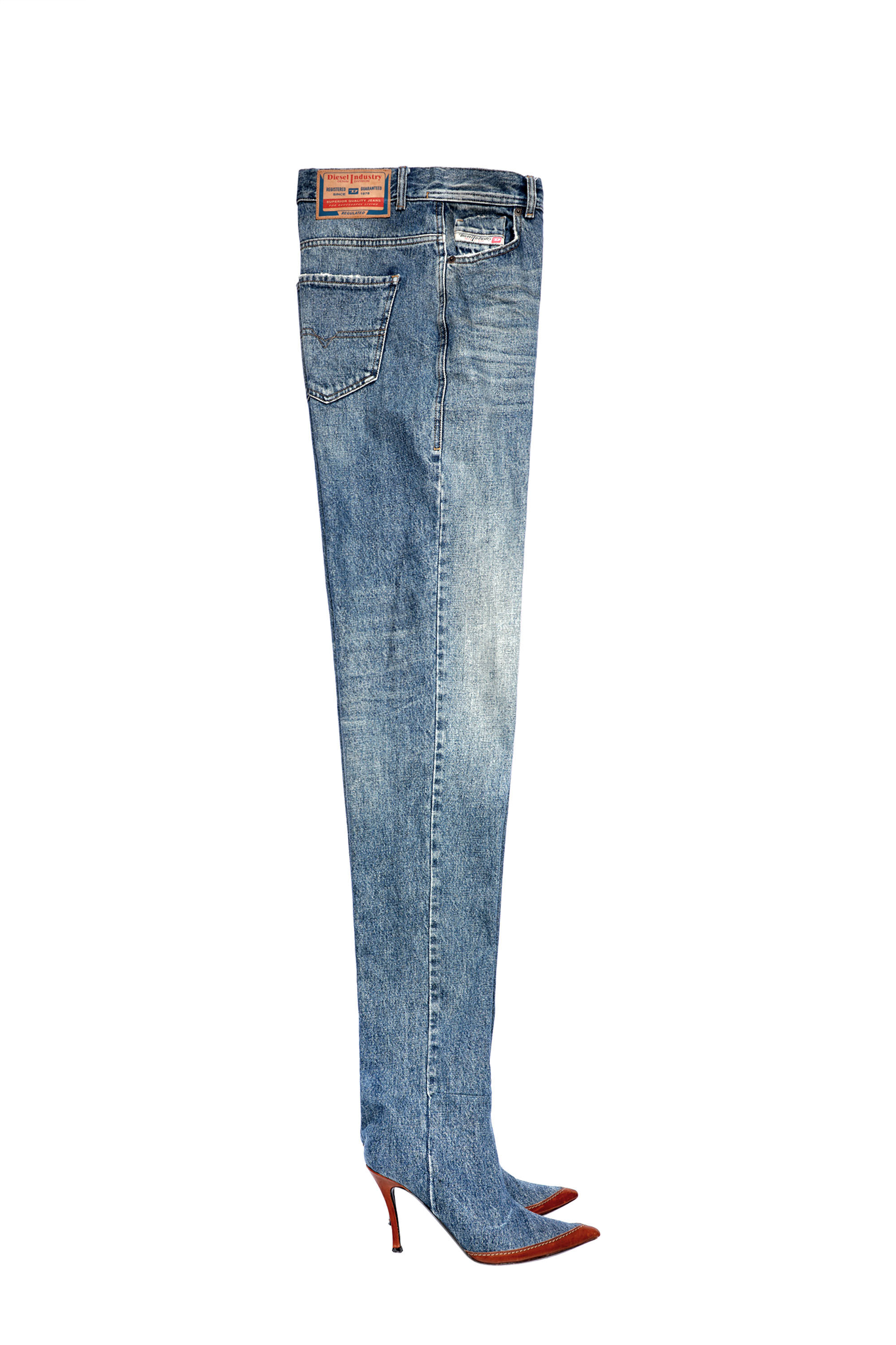 Straight Medium blue Woman Jeans with denim boots 1956 007A7 Diesel